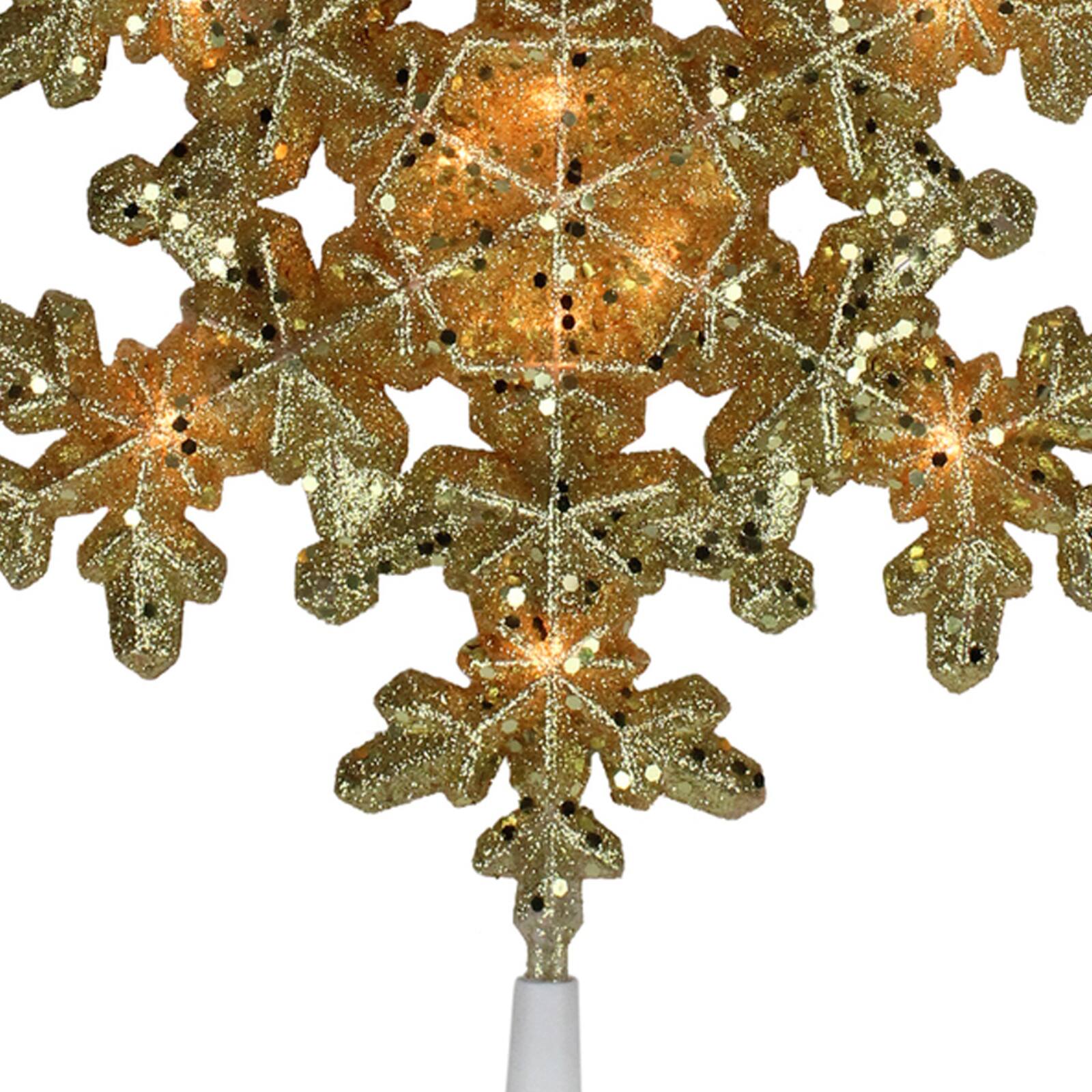 9&#x22; Gold Lighted Snowflake Christmas Tree Topper