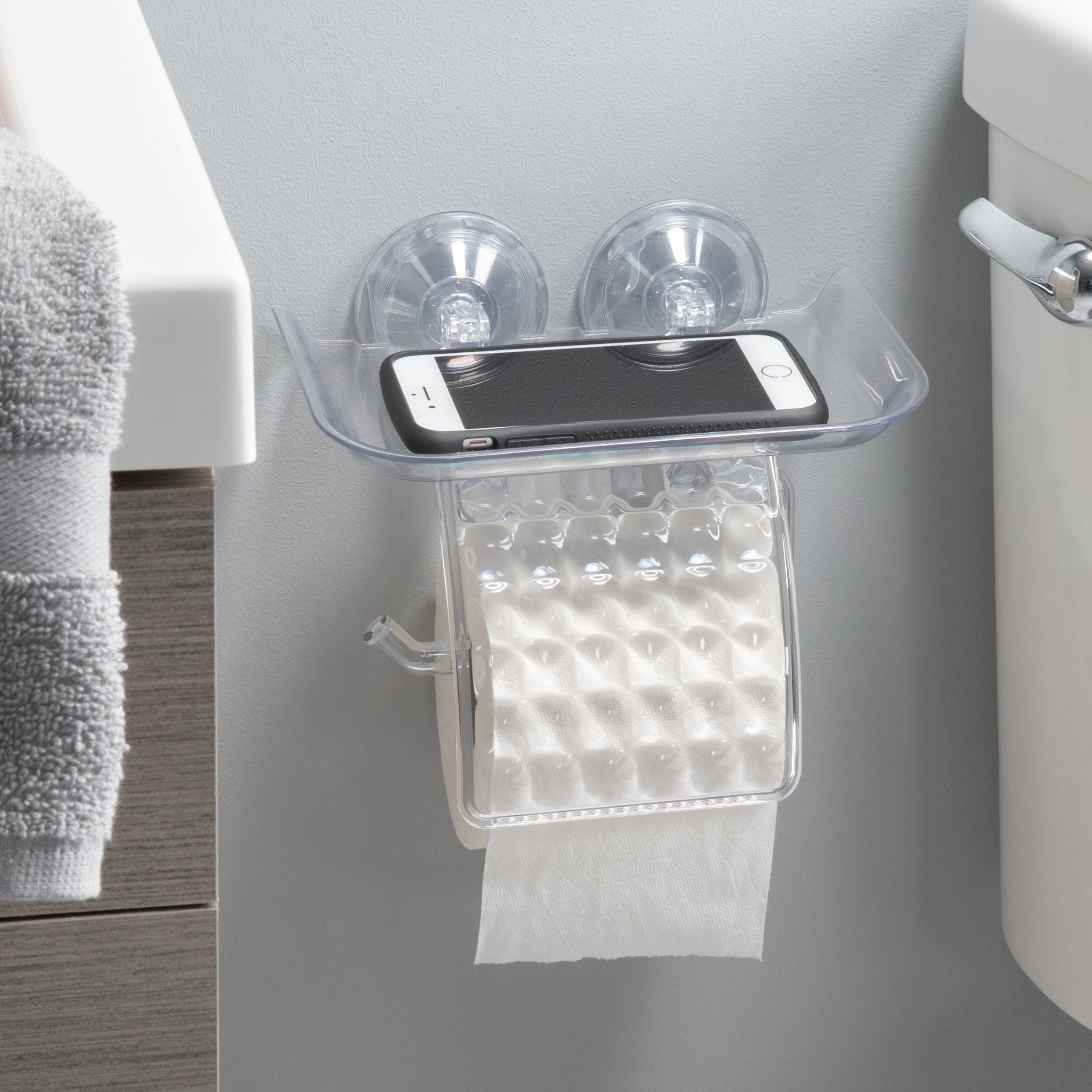 Bath Bliss Toilet Paper Dispenser with Cell Phone Holder Shelf
