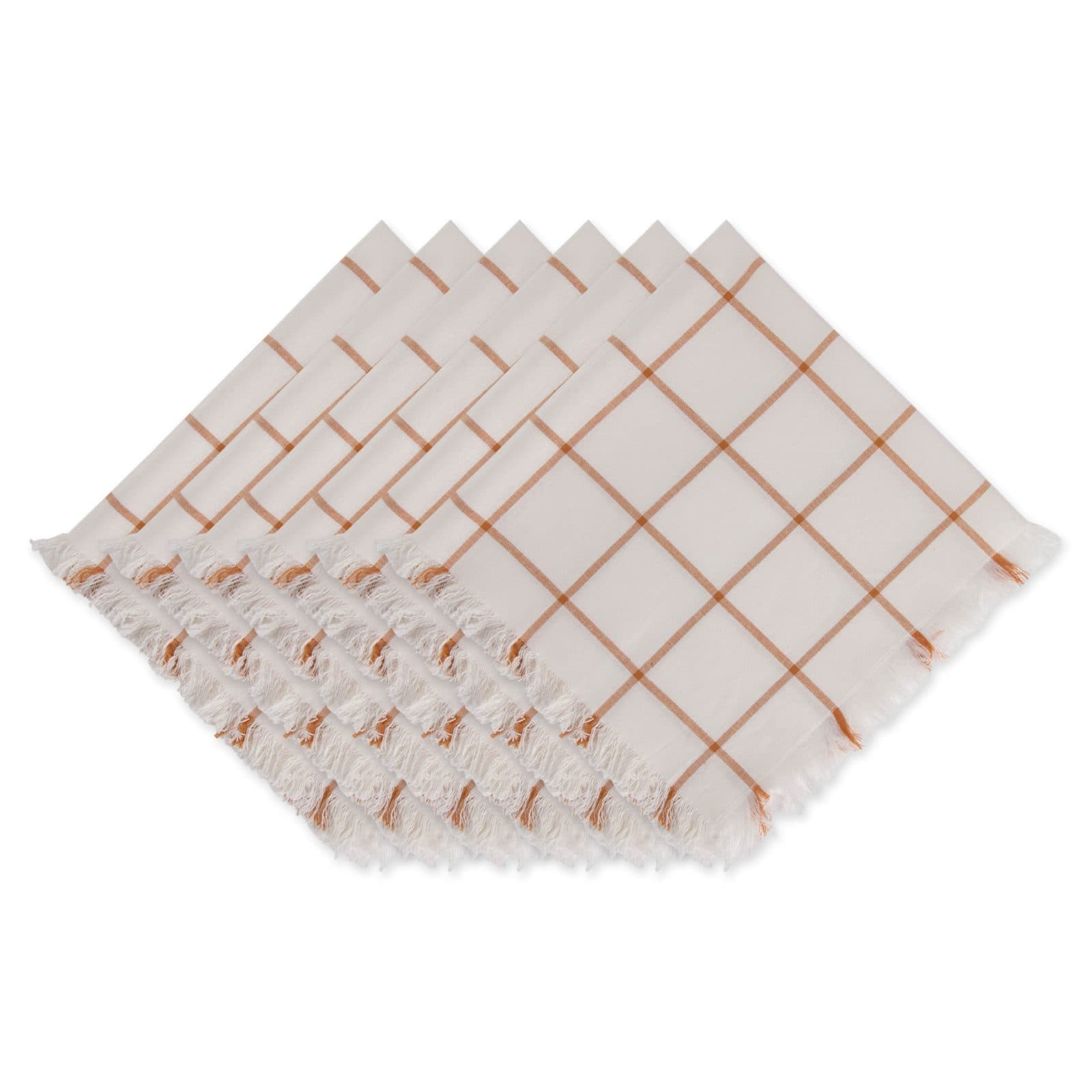 DII&#xAE; Honey Gold Check Fringed Cloth Dinner Napkins, 6ct.