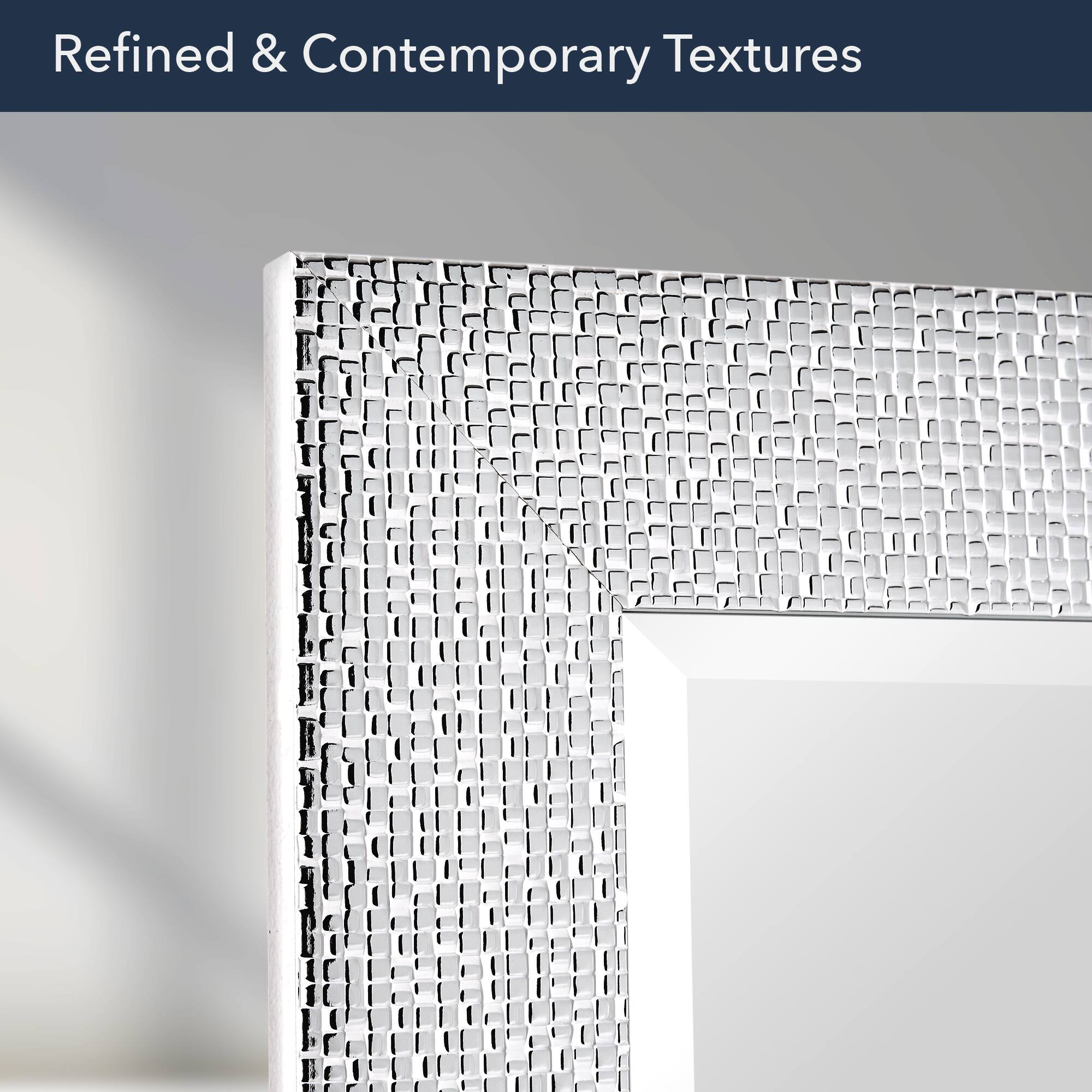 Head West 29" Chrome & White Tile Textured Framed Vanity Mirror