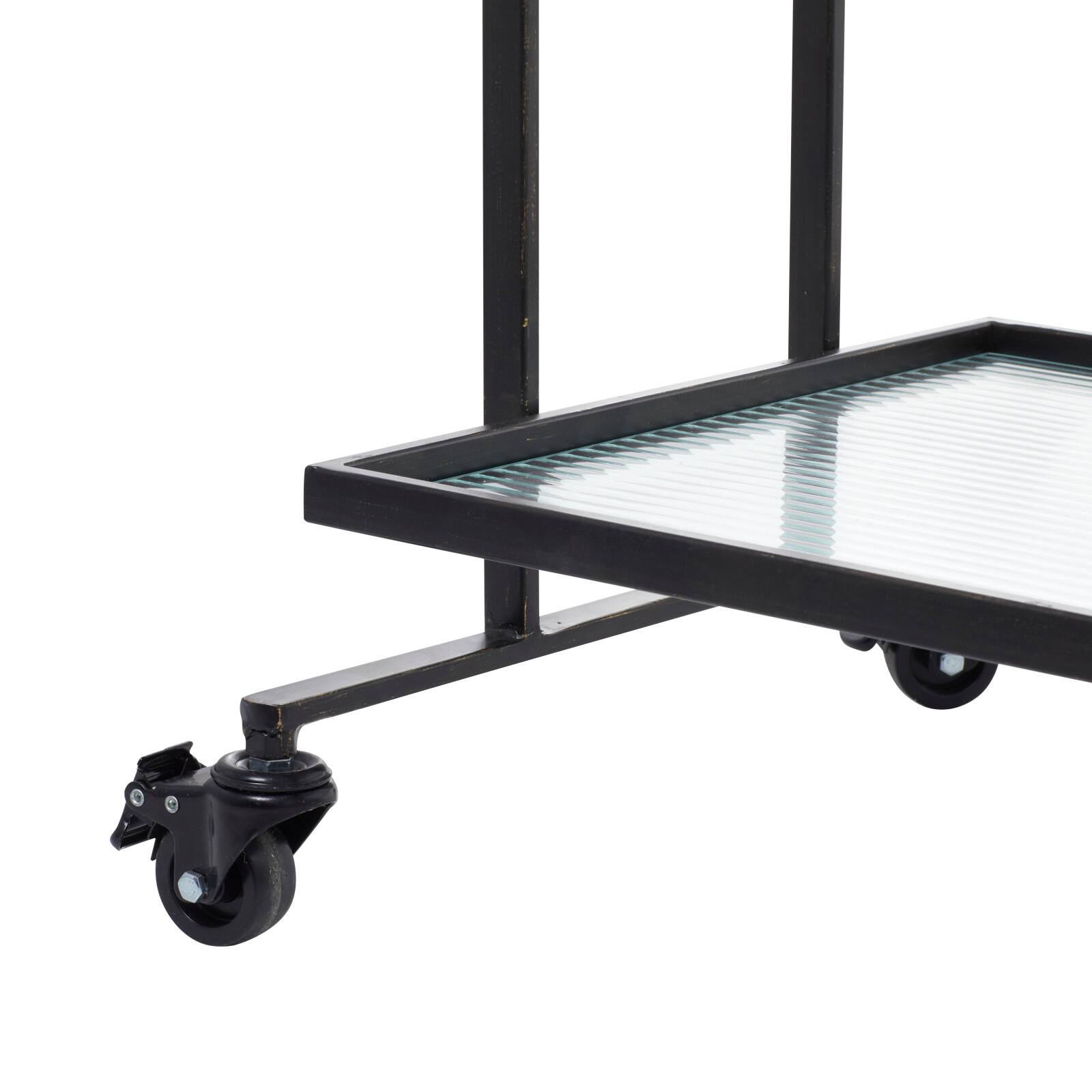 Black Iron Industrial Bar Cart, 32&#x22; x 25&#x22; x 18&#x22;