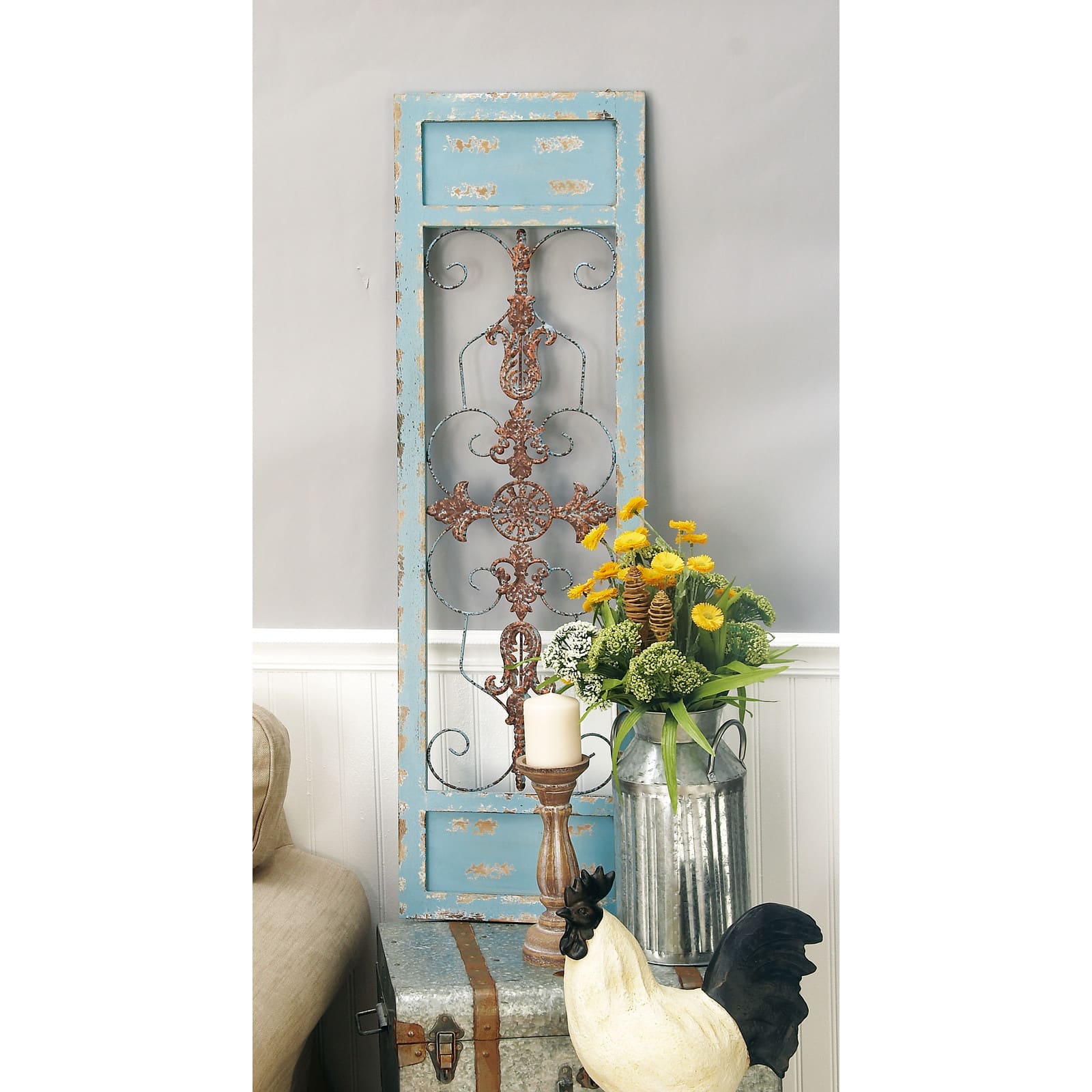 Turquoise &#x26; Gold Farmhouse Ornamental Wood Wall D&#xE9;cor