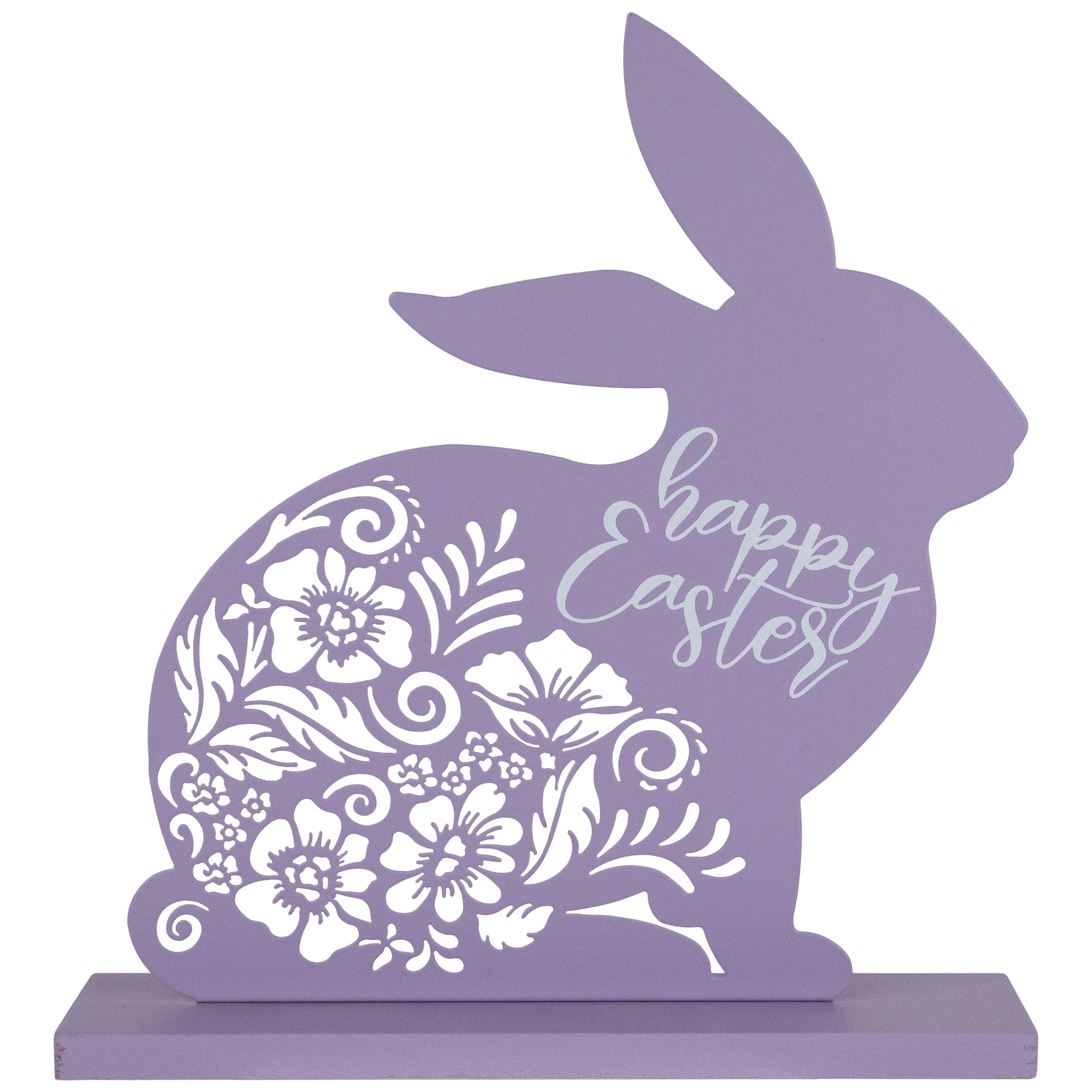 13&#x22; Happy Easter Floral Cut-Out Bunny D&#xE9;cor