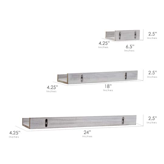 Whitewashed Wood Floating Wall Shelves Set | Floating Shelves | Michaels