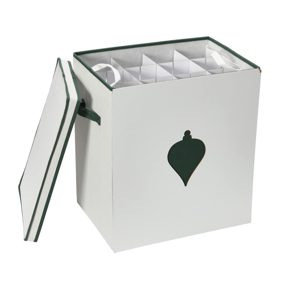 Household Essentials Green &#x26; White Ornament Storage Box