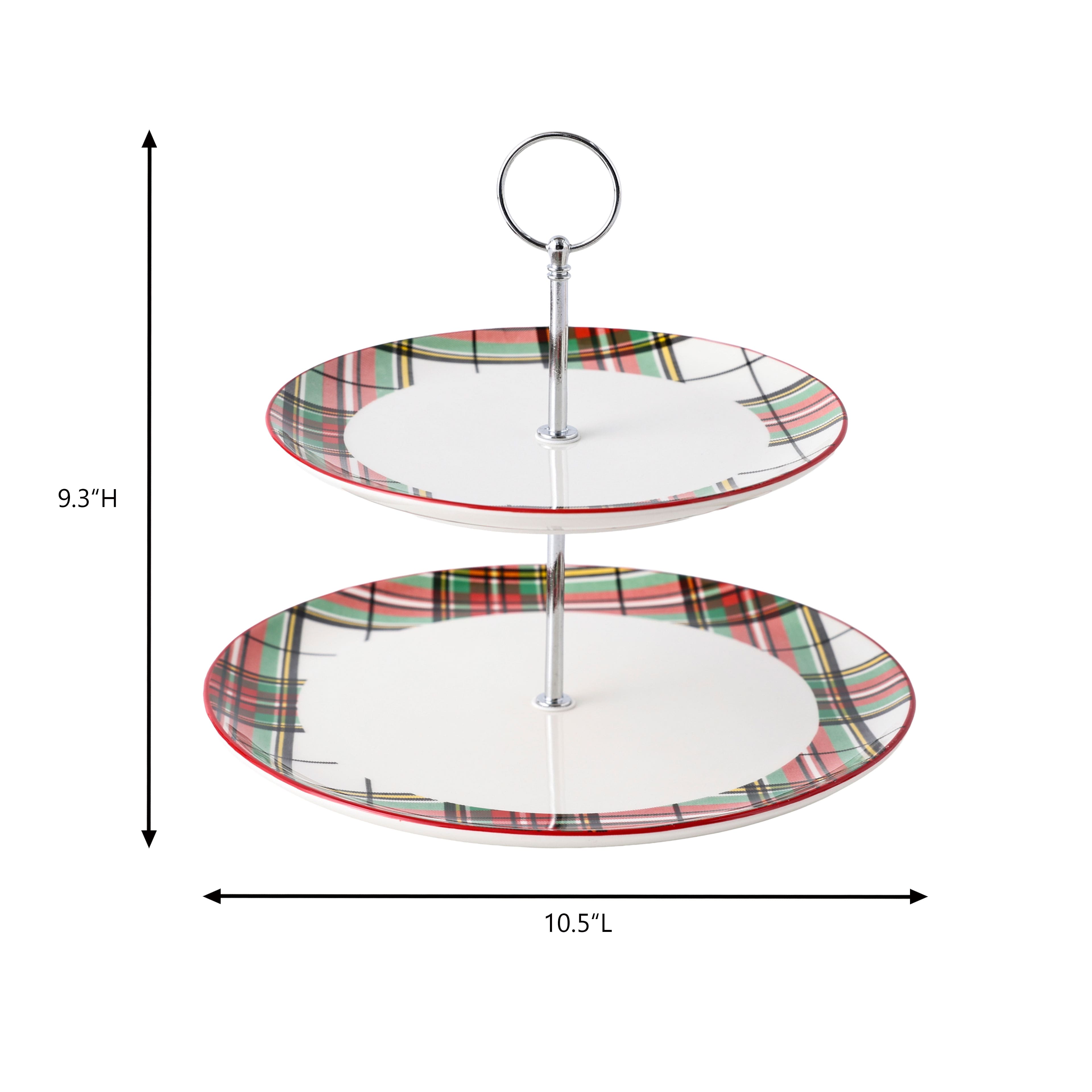 9.25&#x22; Christmas Plaid 2-Tier Ceramic Tray by Ashland&#xAE;