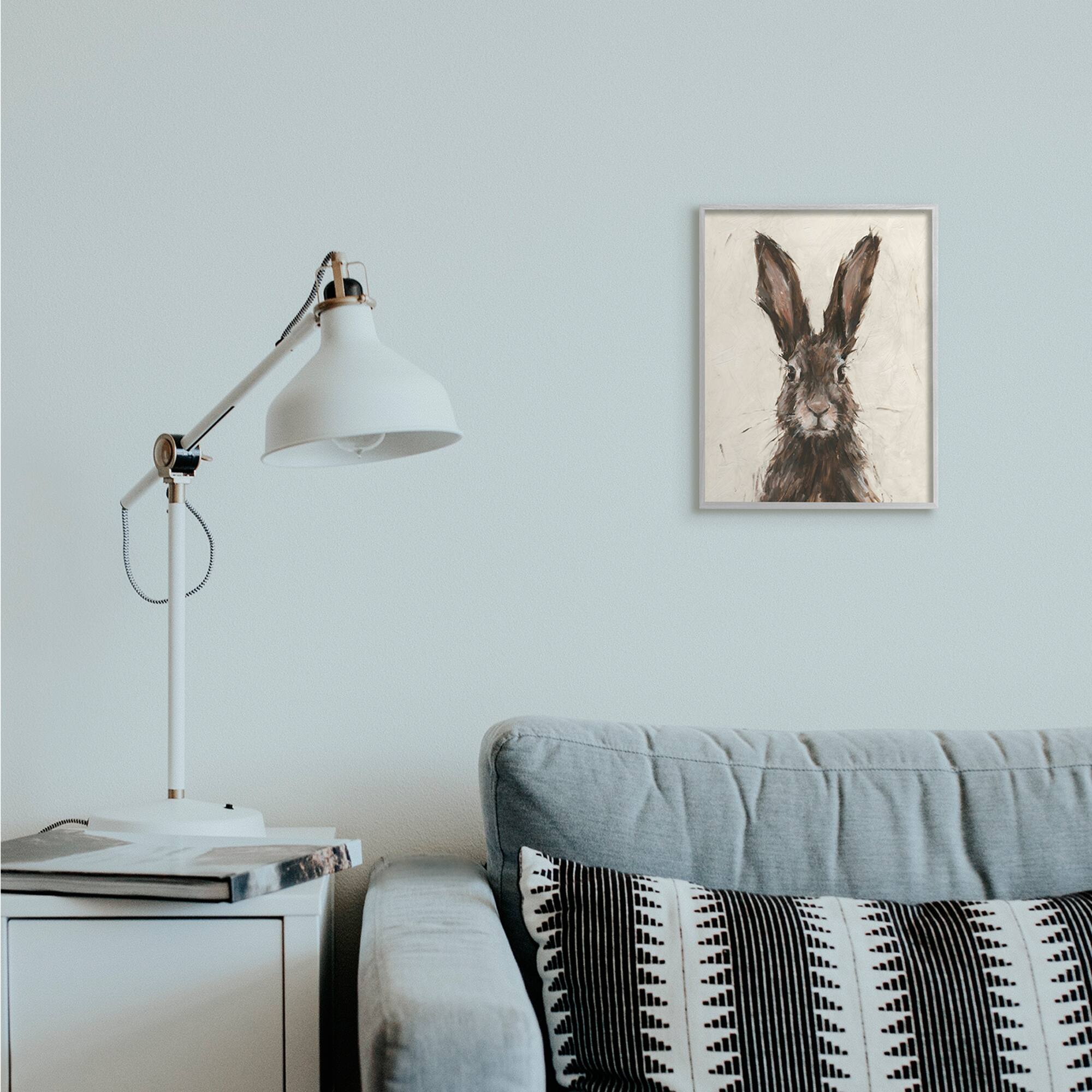 Stupell Industries Brown European Rabbit Wall Art In Gray Frame