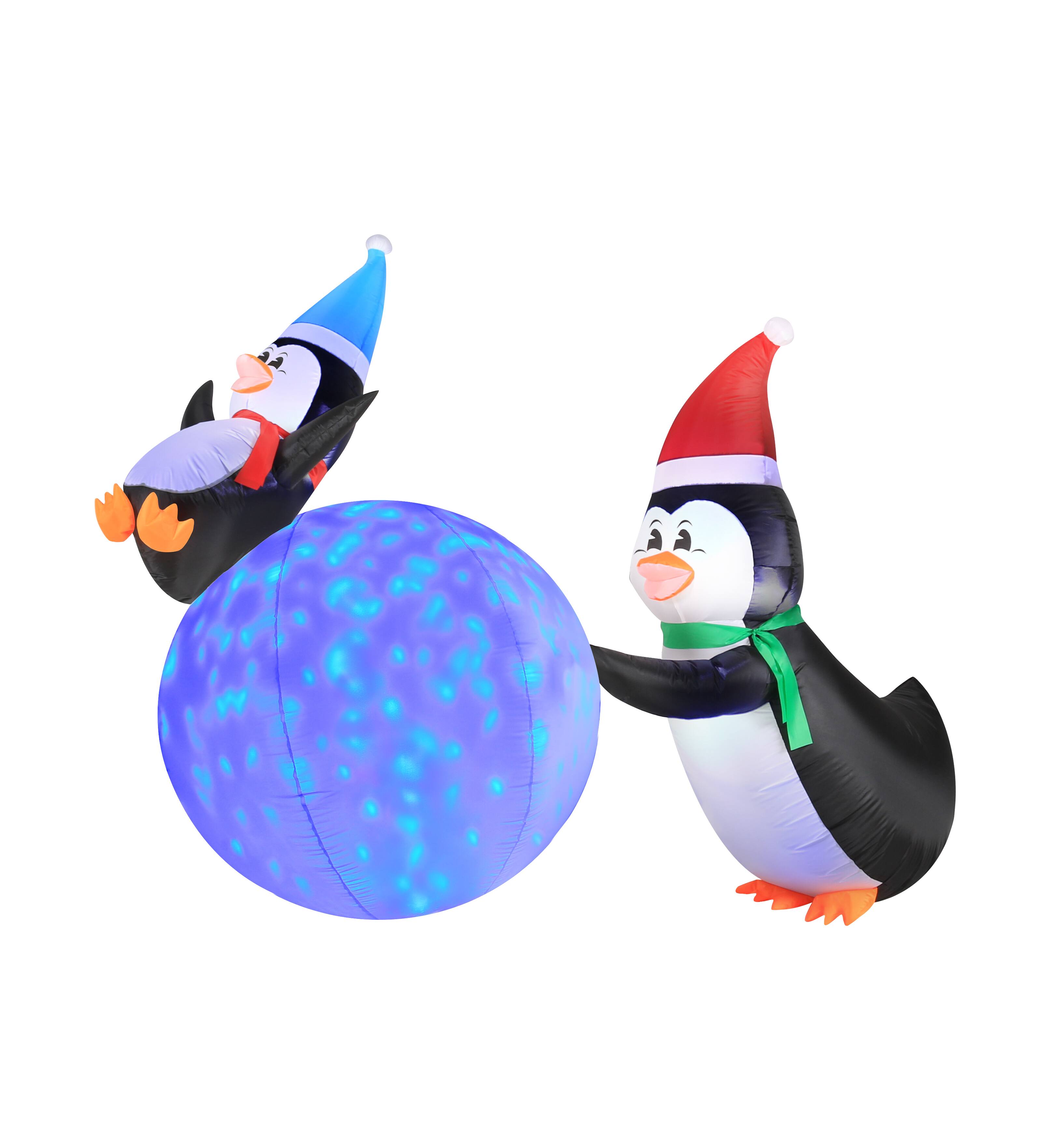 Occasions 6ft. Inflatable Penguins with Swirling Lights Snowball