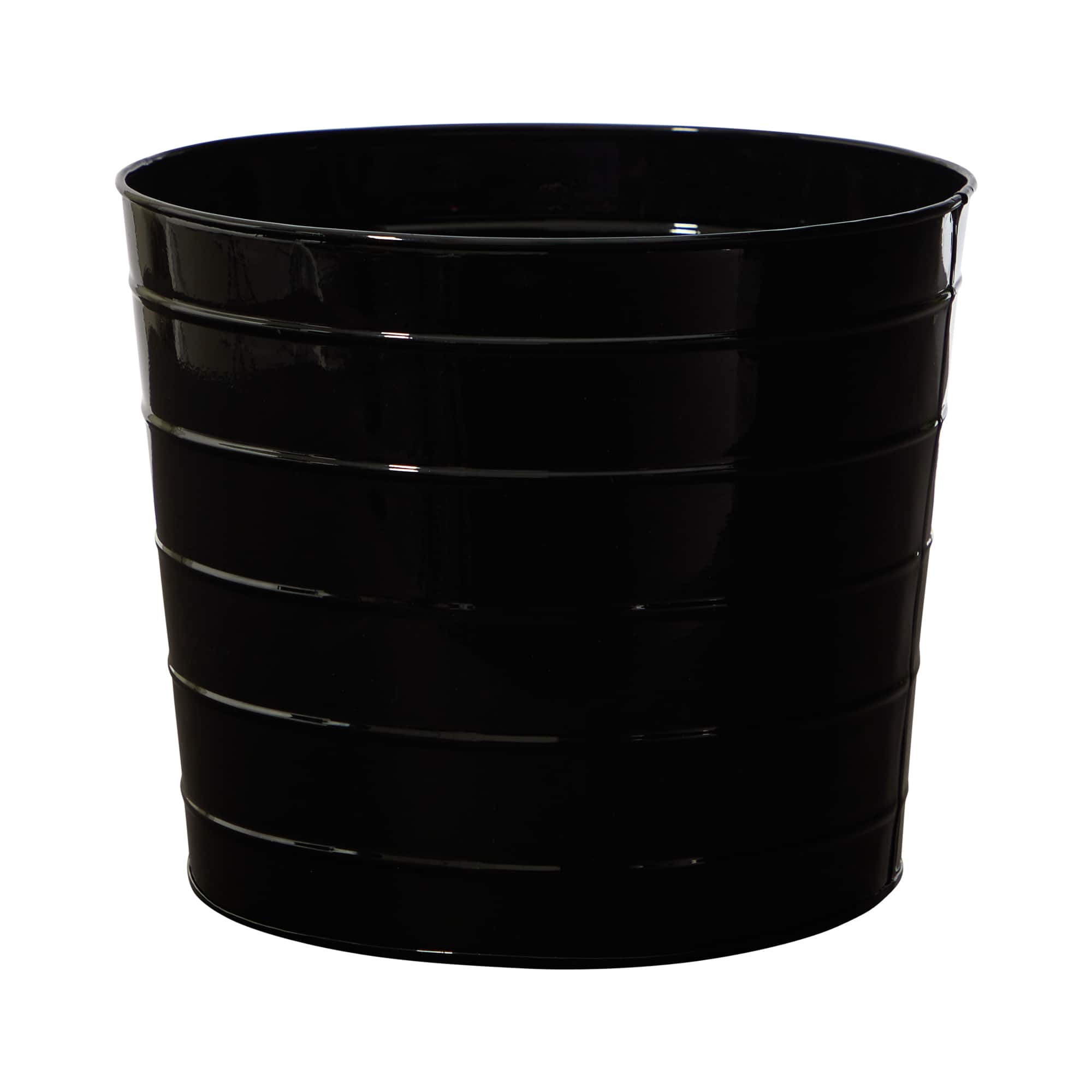 10" Farmhouse Black Metal Ribbed Planter