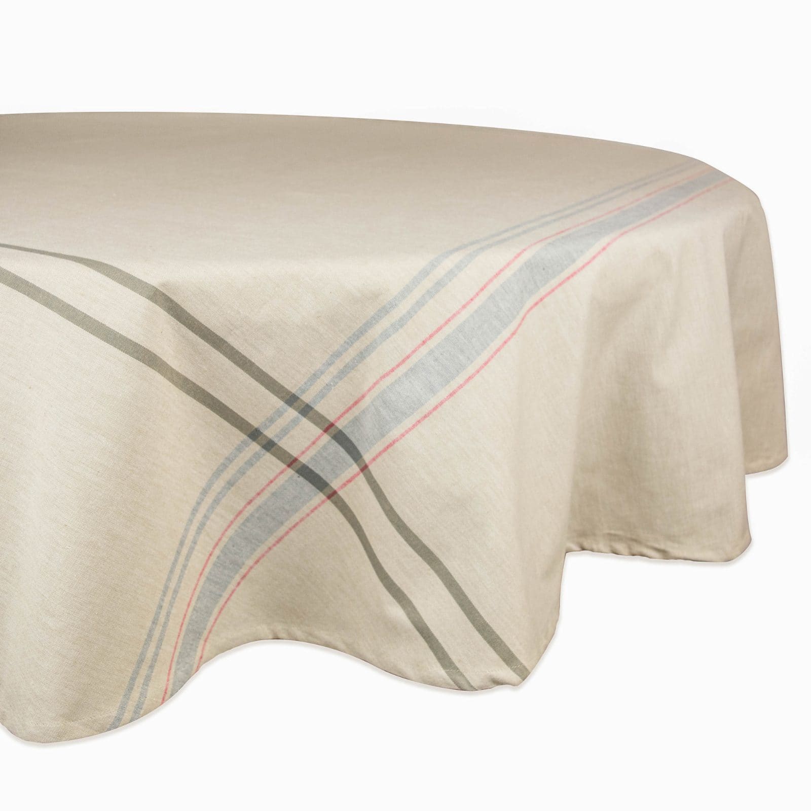 DII&#xAE; 70&#x22; Round Gray French Stripe Tablecloth