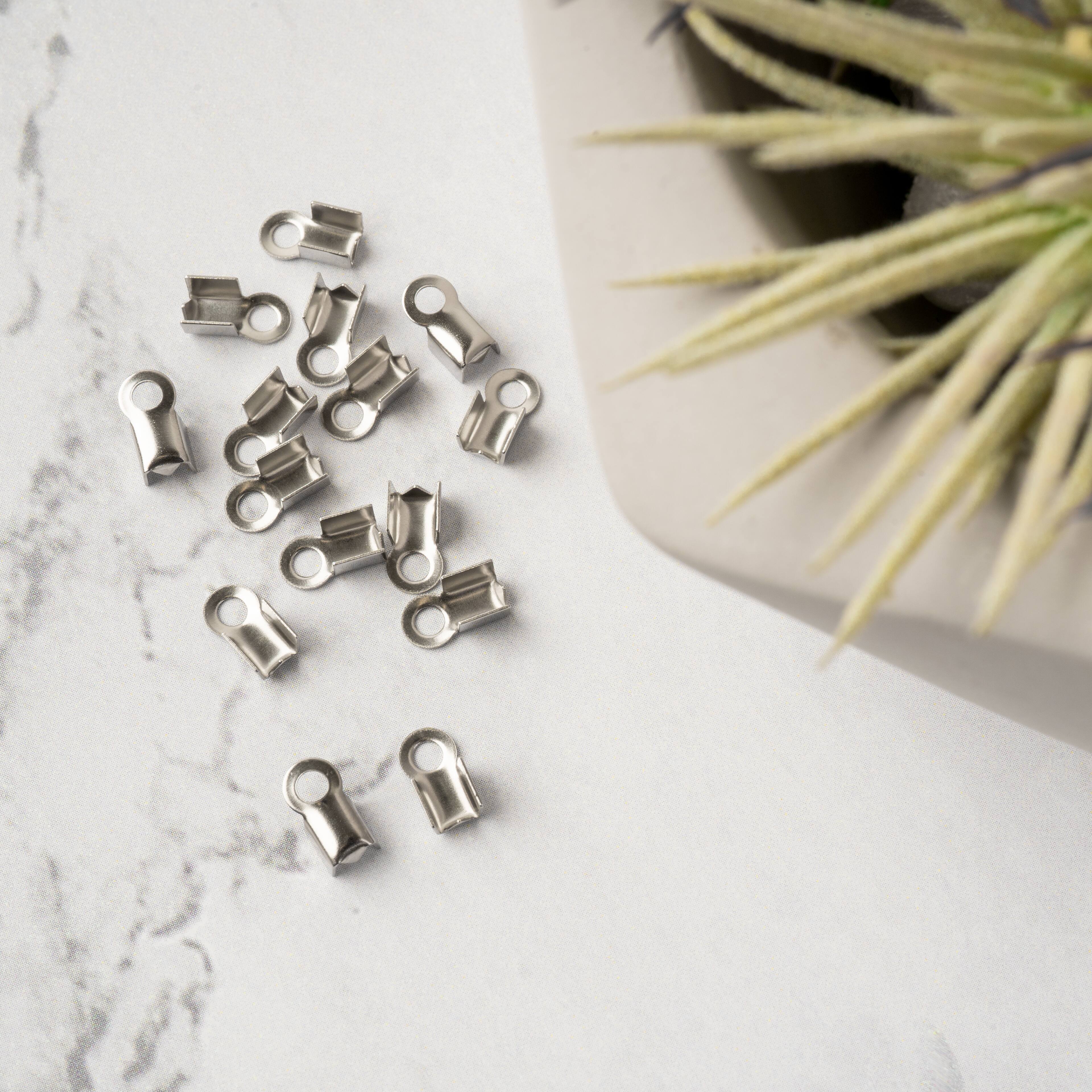 12 Packs: 15 ct. (180 total) 9mm Stainless Steel Folding End Crimps by Bead Landing™