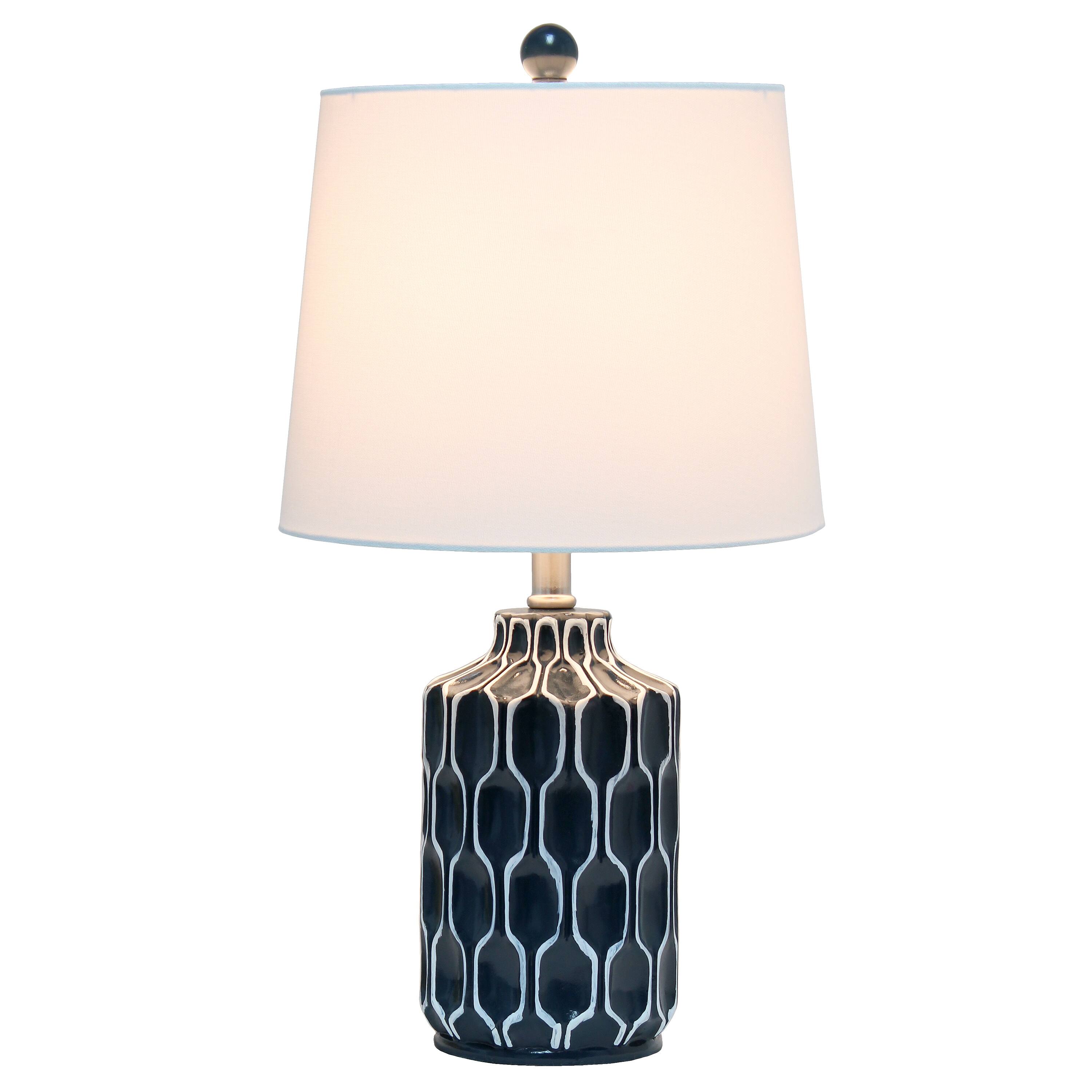 Lalia Home 22&#x22; Blue Moroccan Table Lamp with Fabric White Shade