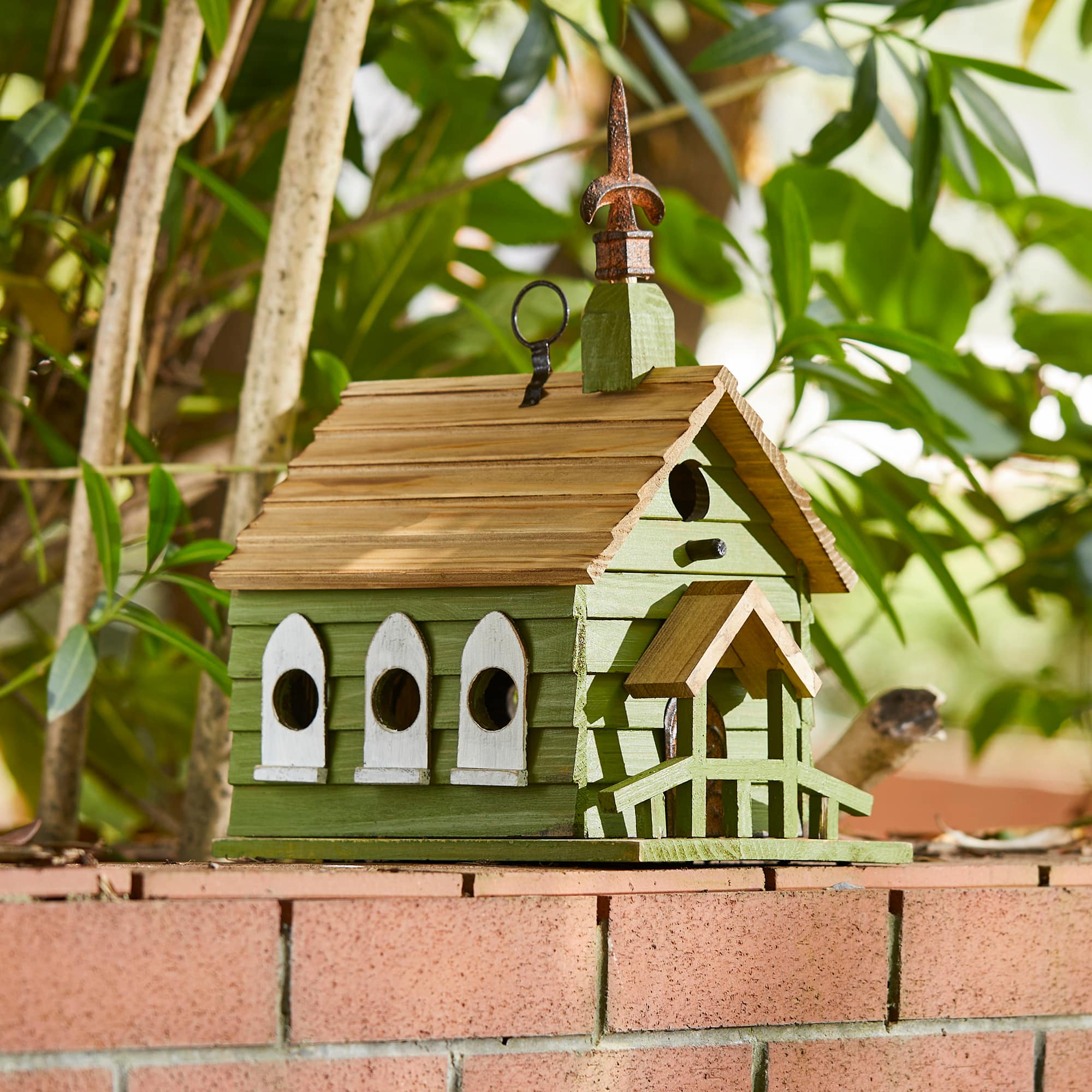 Glitzhome&#xAE; 11&#x22; Oversized Distressed Wood Church Birdhouse