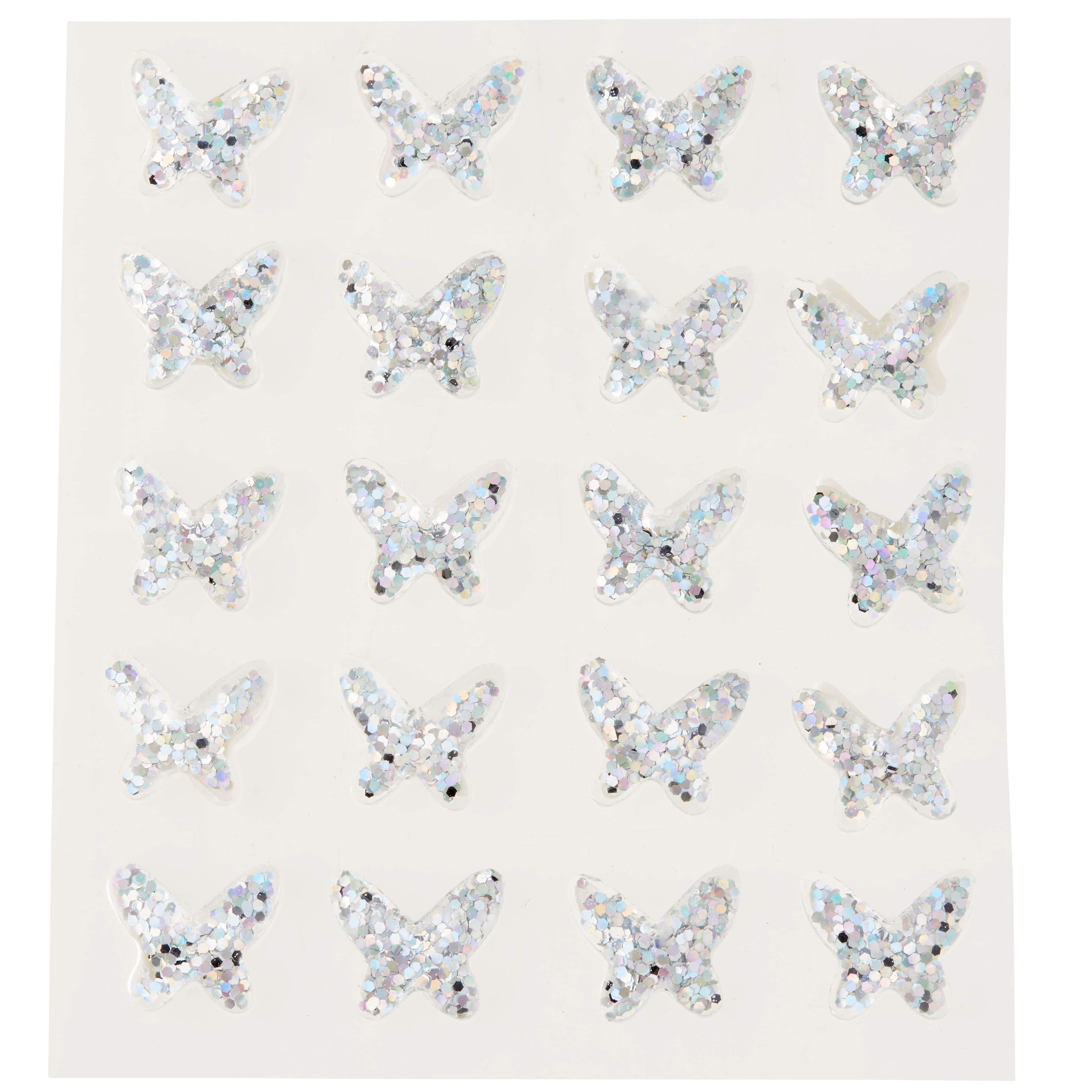 12 Packs: 20 ct. (240 total) Iridescent Clear Butterfly Bling Stickers by Recollections™