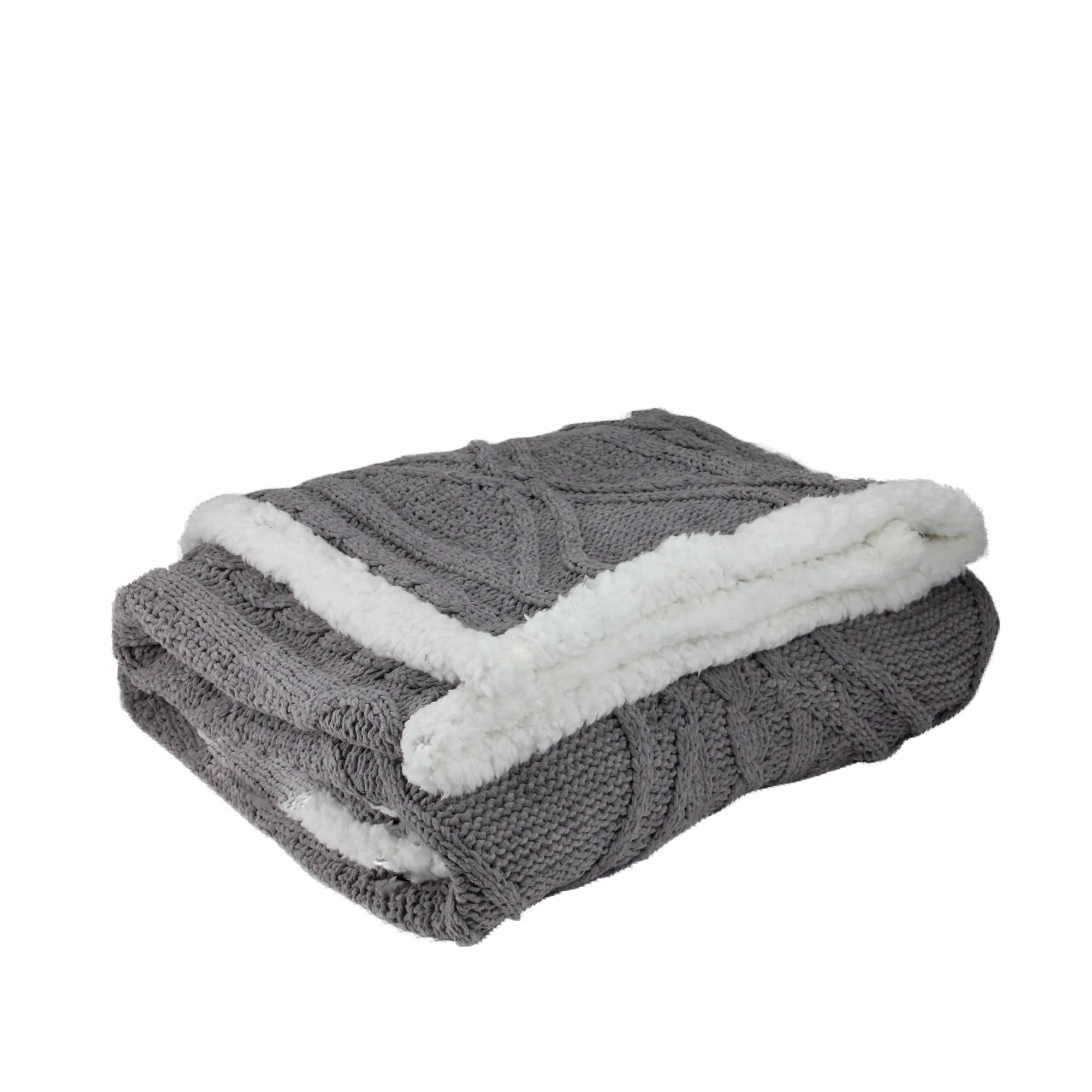 Gray White Cable Knit Throw Blanket With Sherpa Backing Michaels Gray White Cable Knit Throw Blanket With Sherpa Backing Michaels