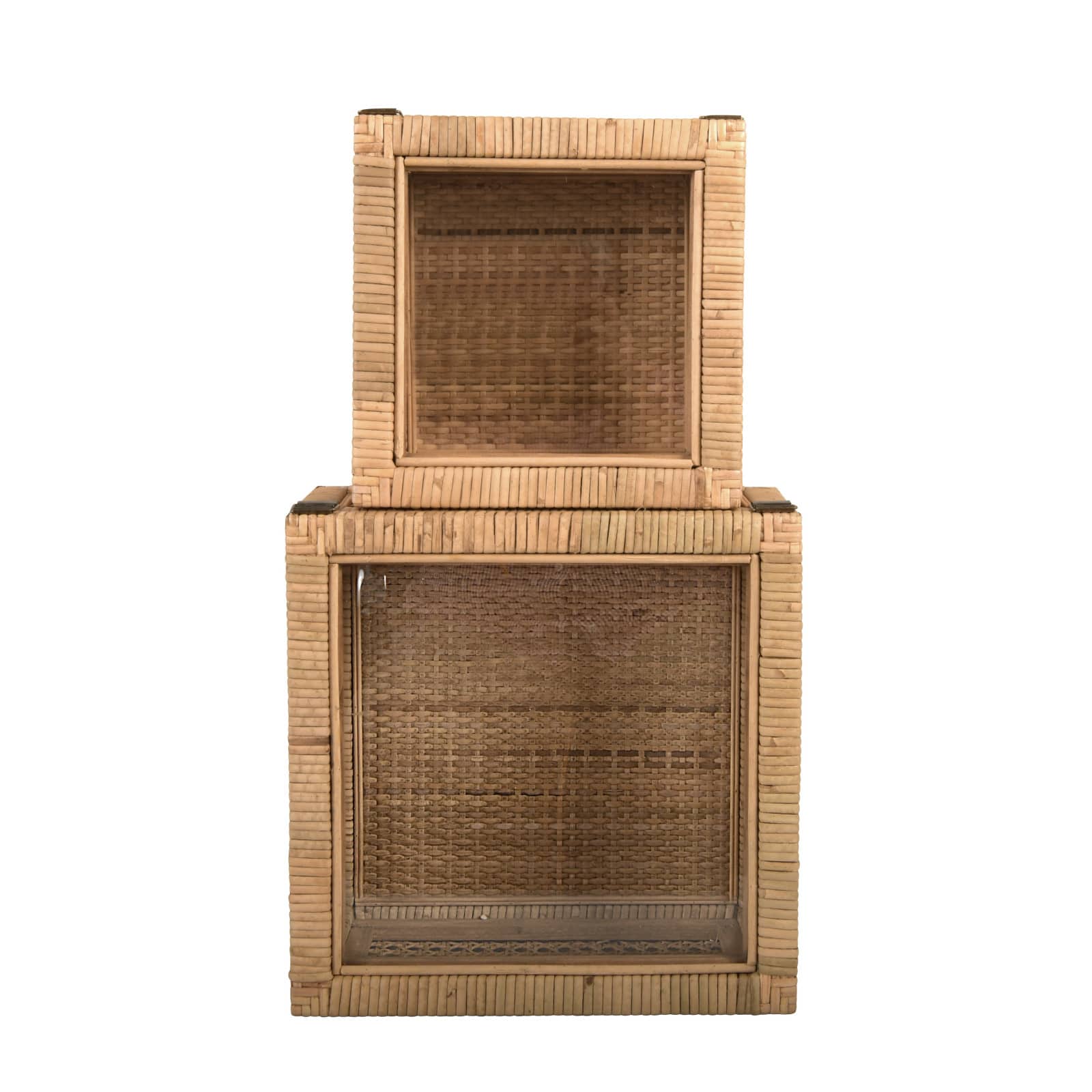 Hello Honey® Cane & Rattan Display Box with Glass Lid Set