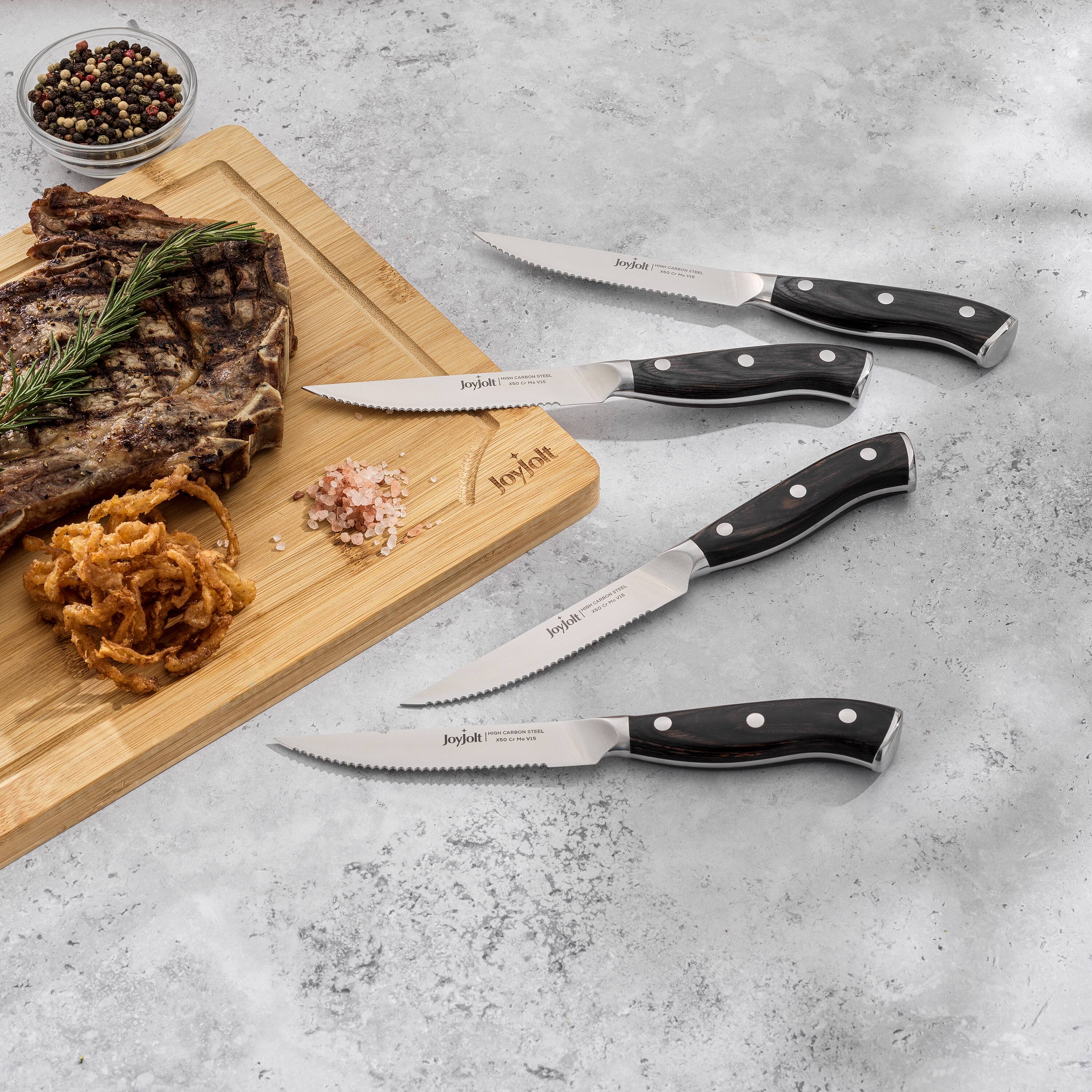 JoyJolt® 4-Piece High Carbon Steel Steak Knives