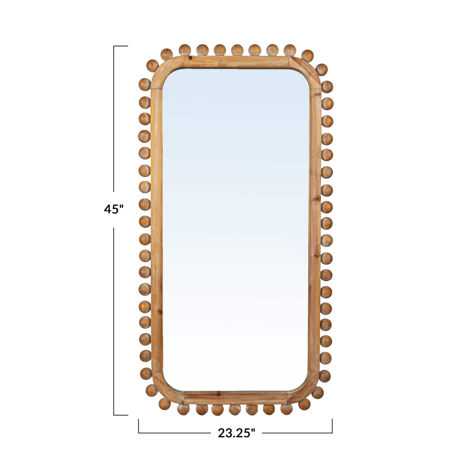Hello Honey&#xAE; 45&#x22; Natural Boho-Southwestern Beaded Rectangular Firwood Wall Mirror