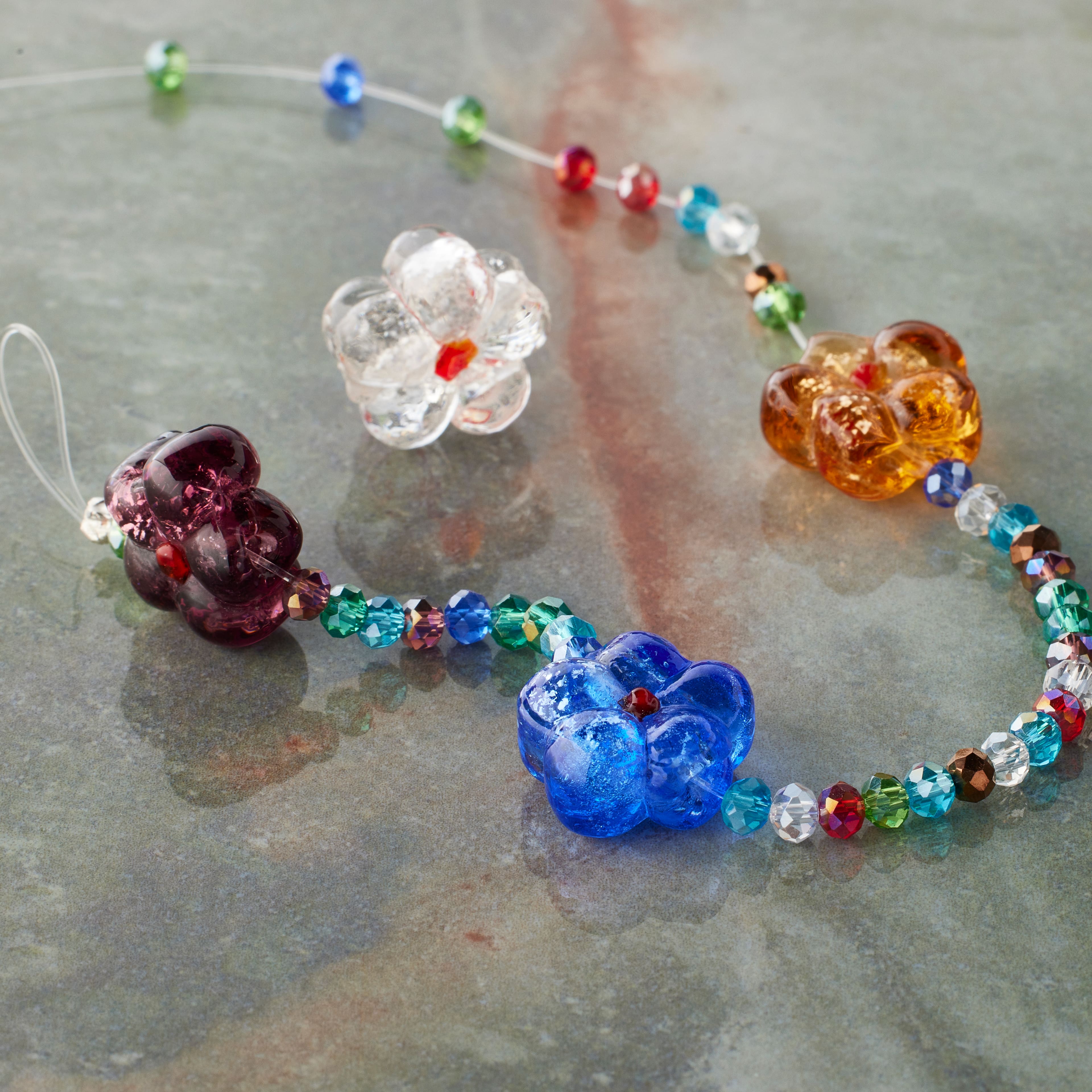 12 Pack: Multicolor Lampwork Glass Flower Beads by Bead Landing&#x2122;