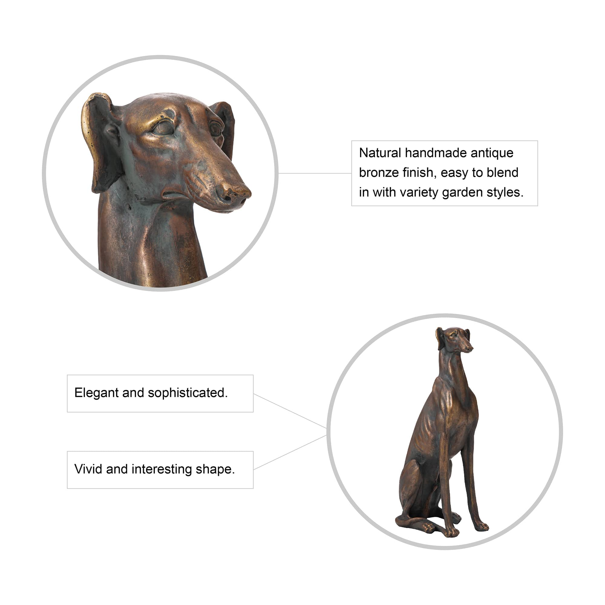 Glitzhome&#xAE; 30&#x22; Sitting Right Greyhound Dog Statue