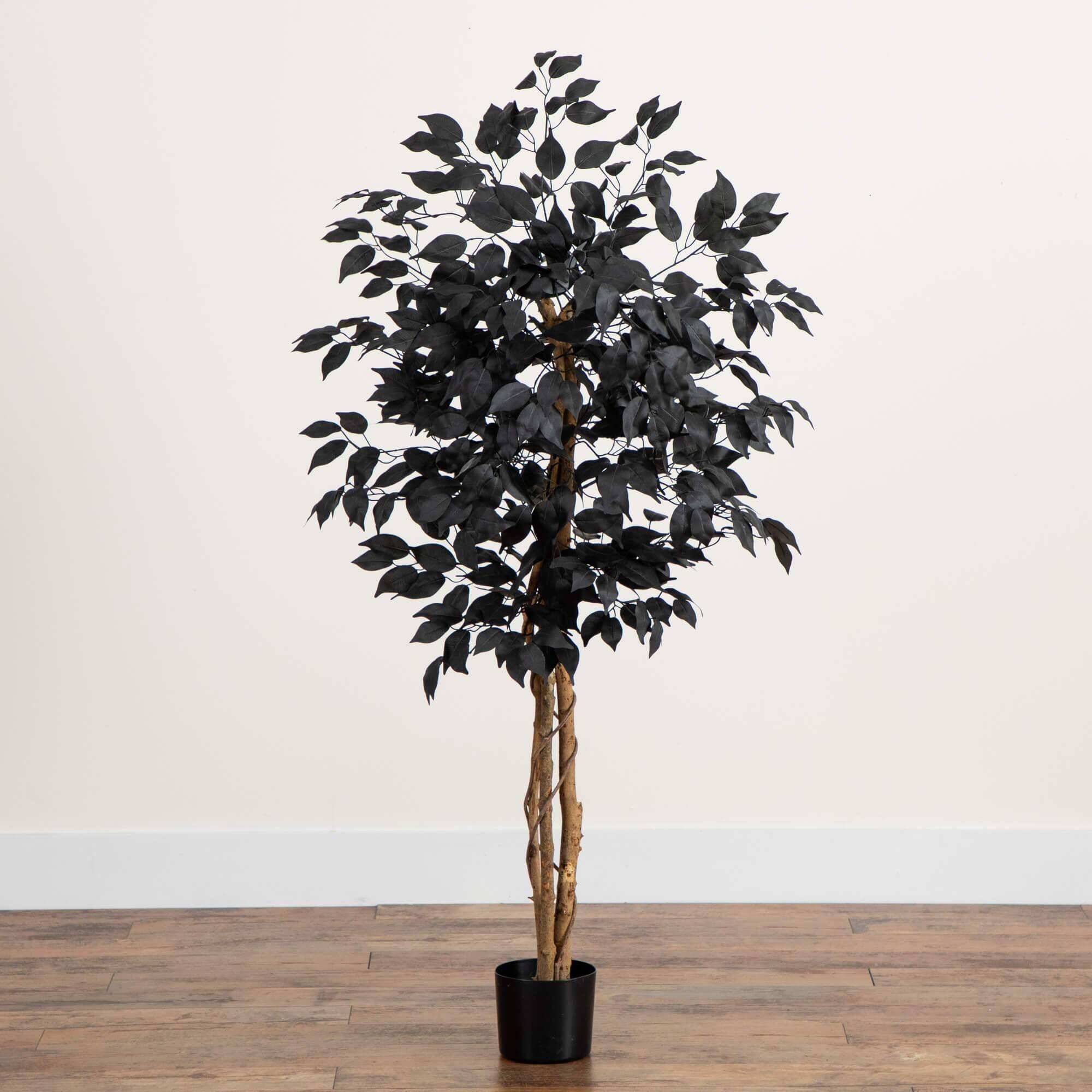 4ft. Artificial Halloween Black Ficus Tree with Natural Trunk