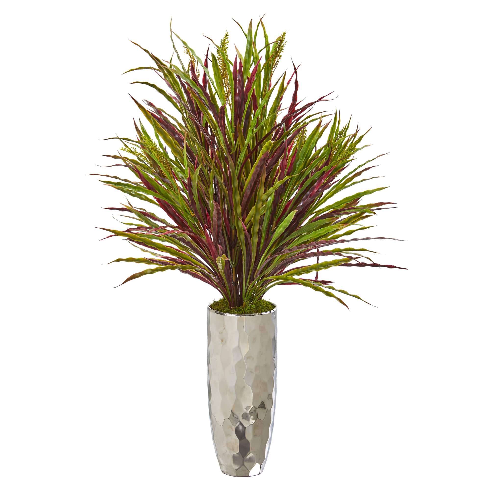 3ft. Red &#x26; Green Grass Arrangement in Silver Planter