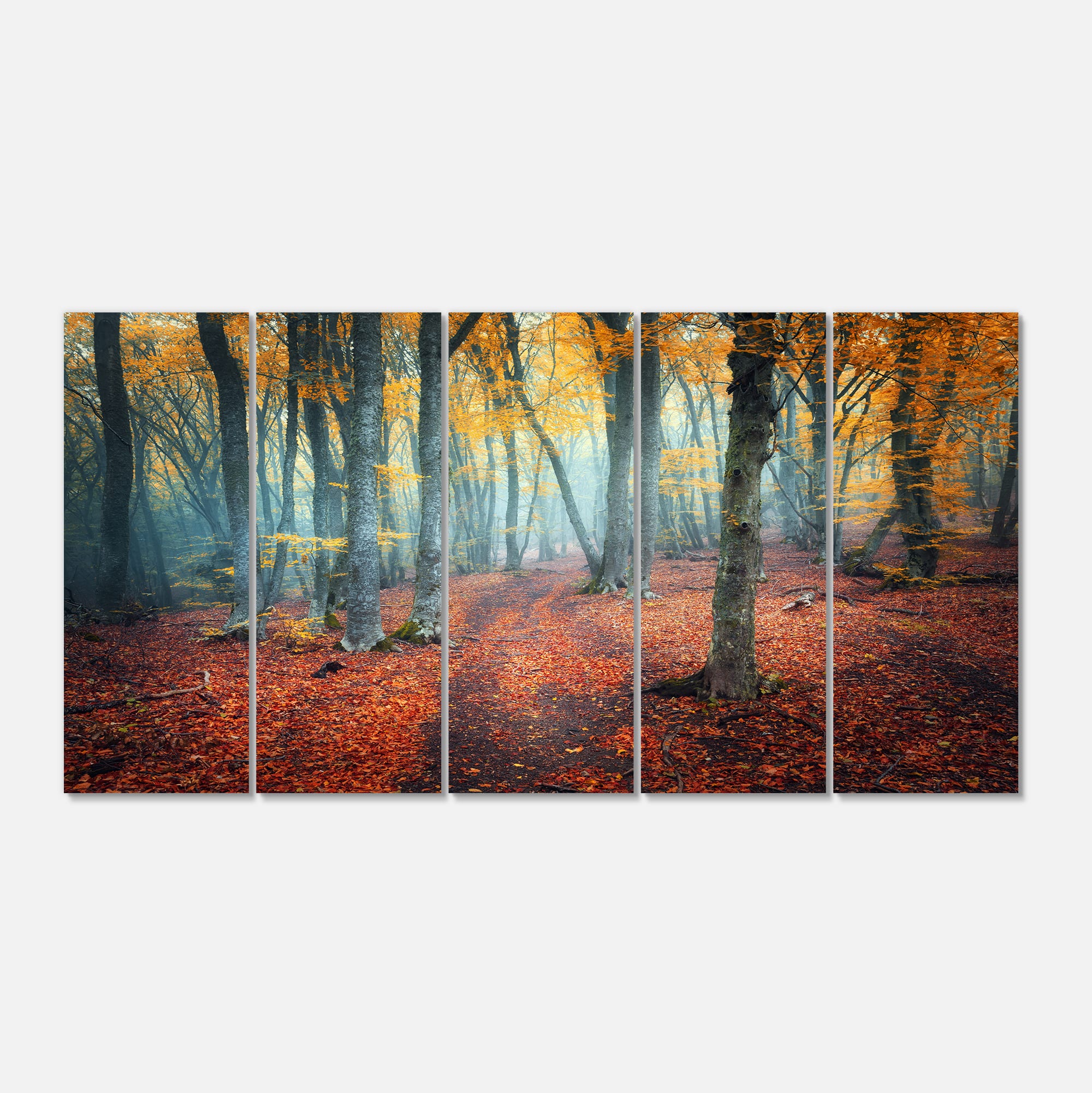 Designart - Red and Yellow Autumn Forest - Landscape Photography Canvas Print