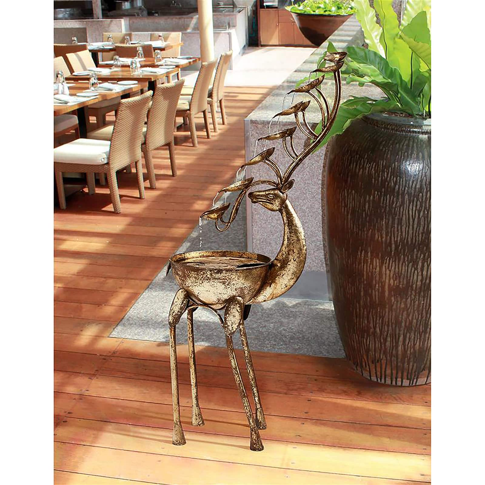 Design Toscano Deer Antler Falls Cascading Metal Sculptural Fountain