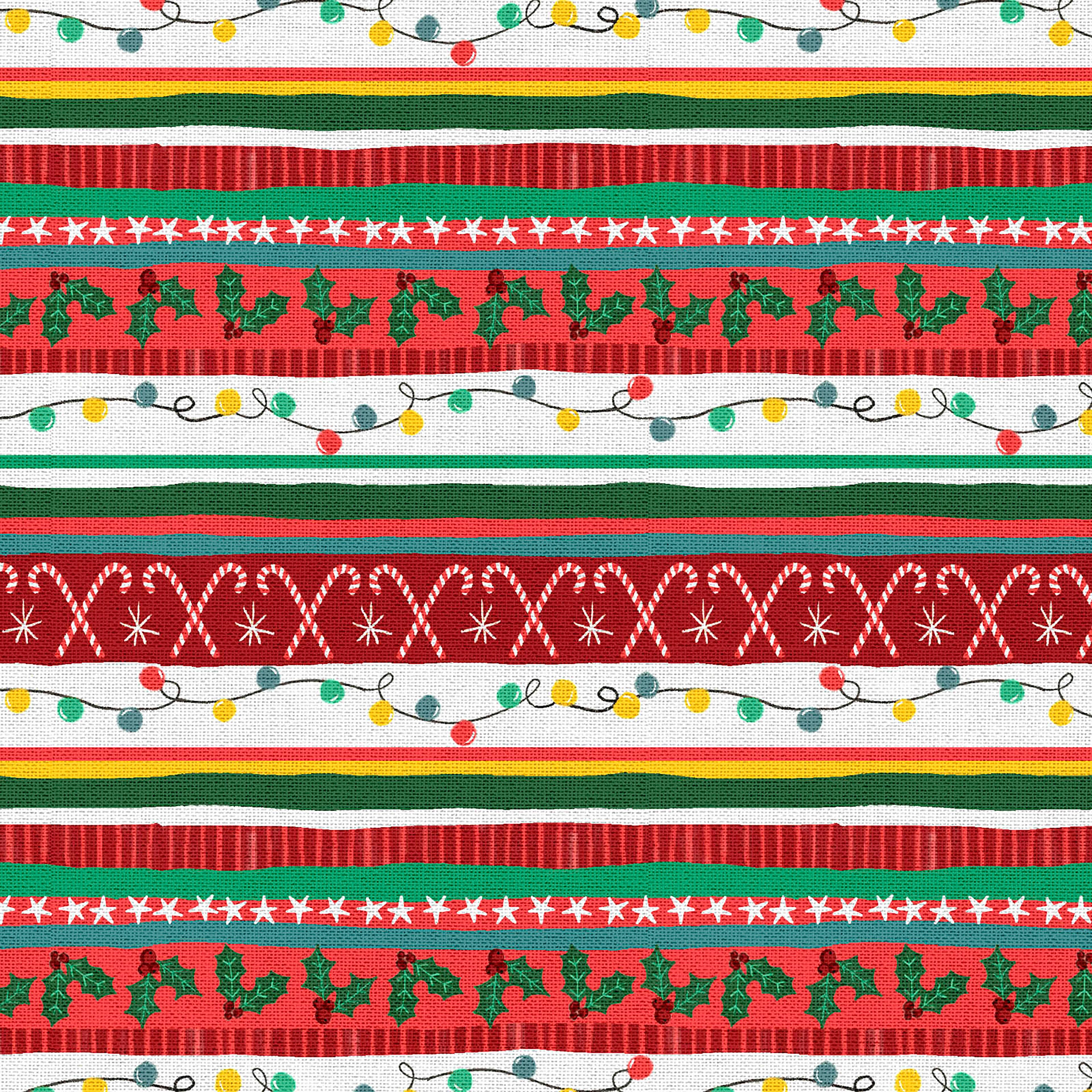 Fabric Editions Multicolor Holiday Tinsel Stripe Cotton Fabric