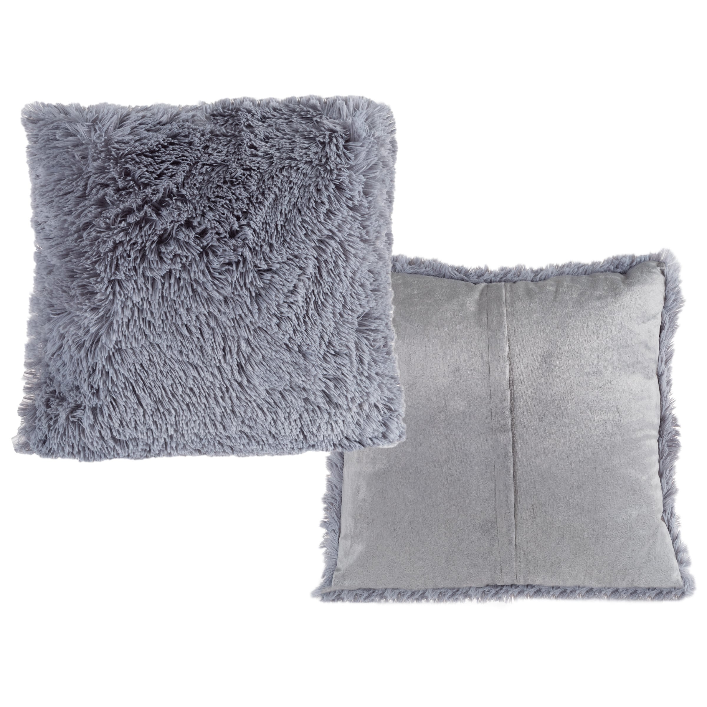 Hastings Home Gray Faux Fur Shag Pillows, 2ct.