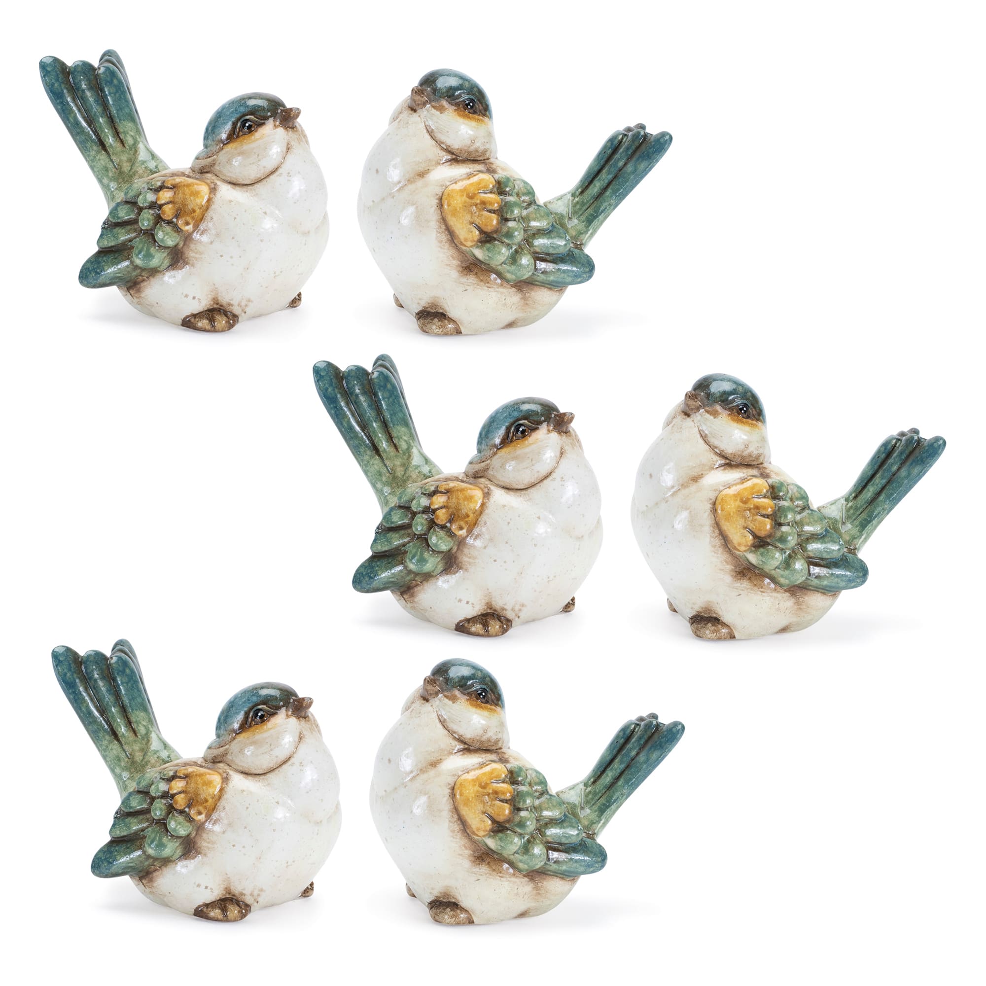 3&#x22; Terra Cotta Bird Figurines Set