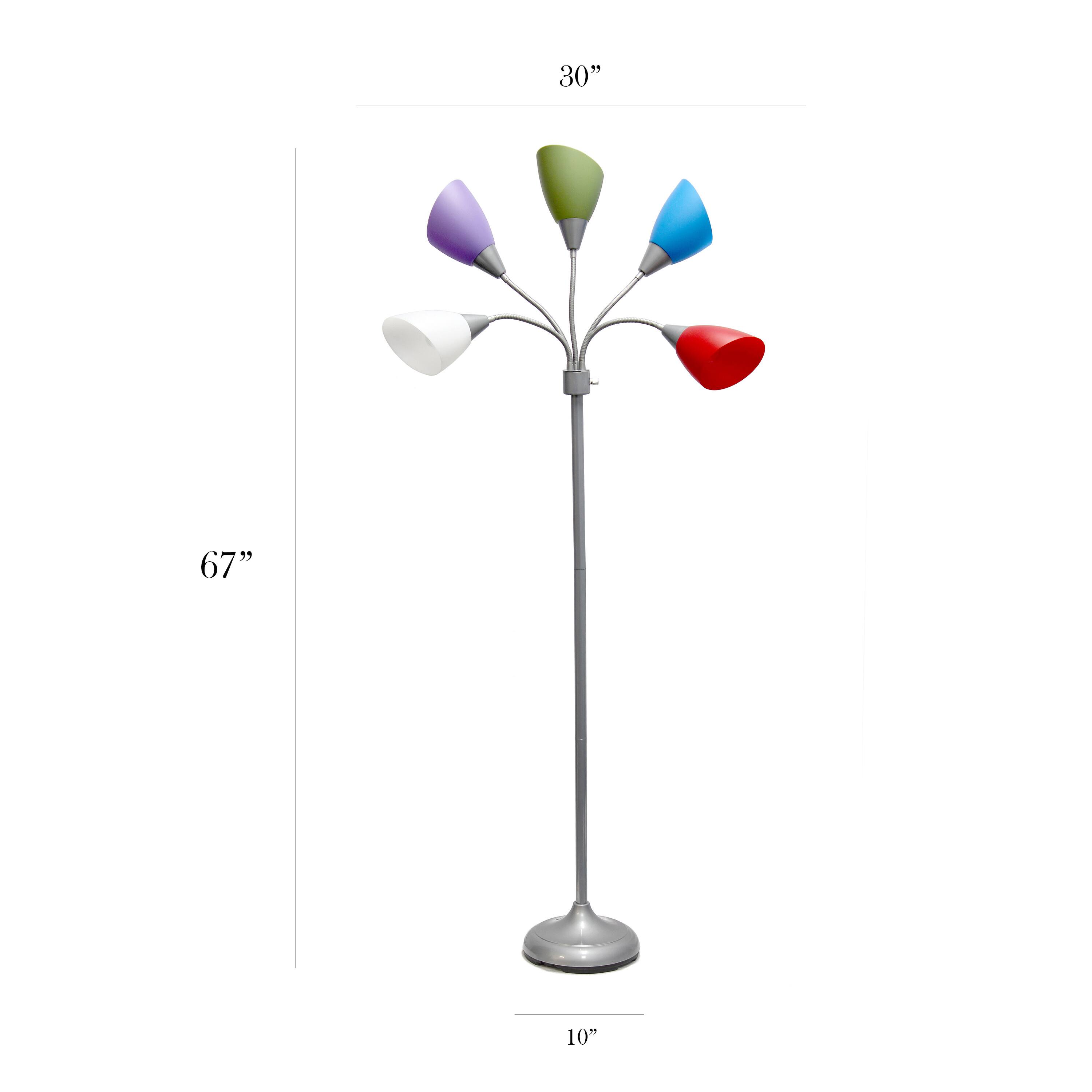 Simple Designs&#x2122; 5.6ft. 5-Light Gooseneck Silver Floor Lamp