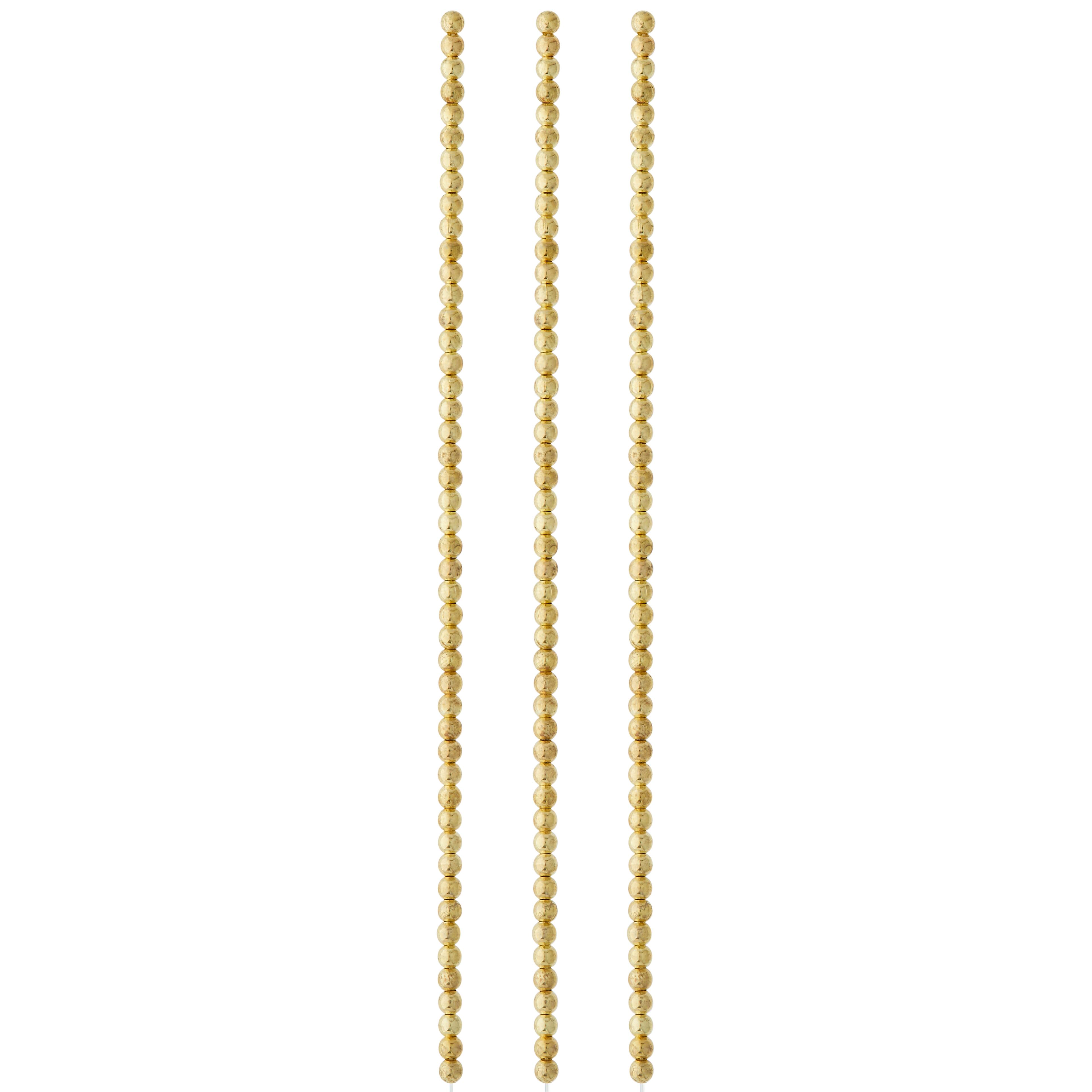 12 Pack: Metallic Gold Round Beads, 3mm by Bead Landing™