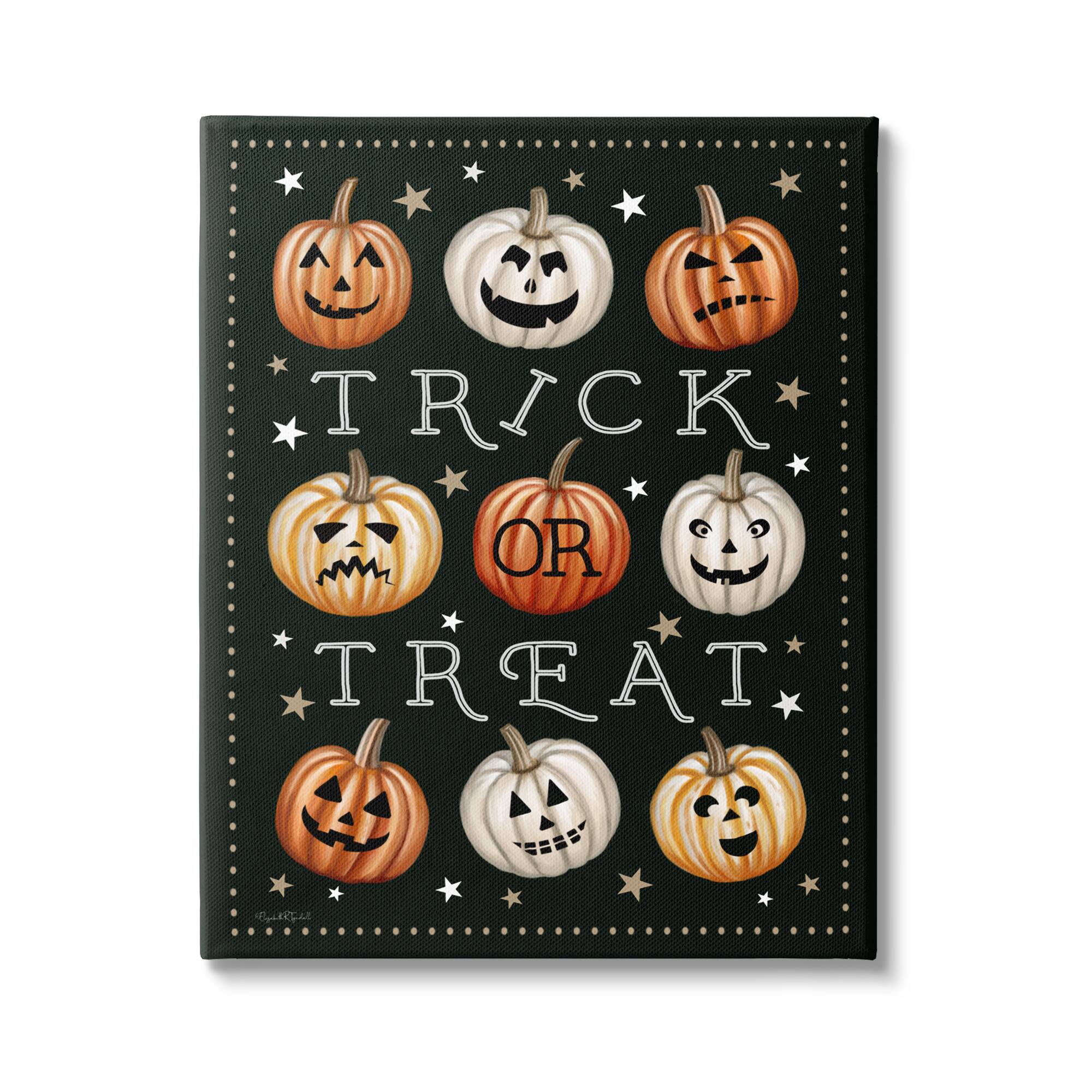 Stupell Industries Trick Or Treat Jack-o-Lanterns Canvas Wall Art