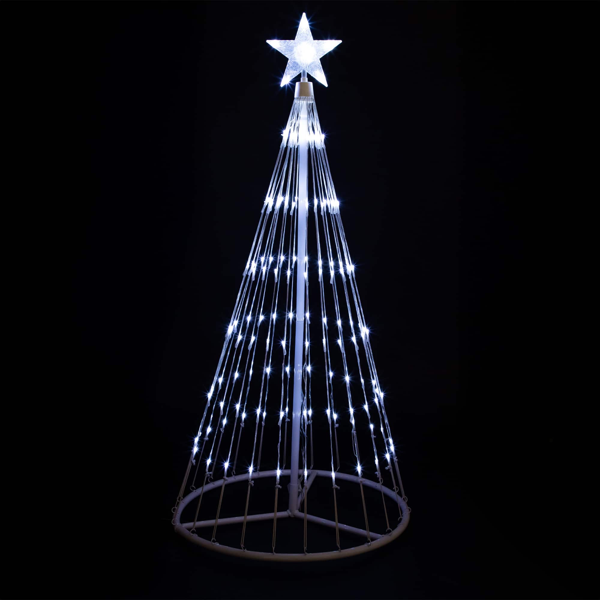 48" White LED Lighted Show Cone Outdoor Christmas Tree