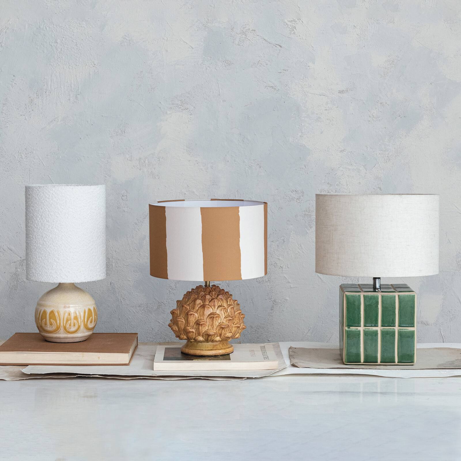 Hello Honey® 15.75" Yellow & Cream Sunlit Embossed Stoneware Table Lamp, 2ct.