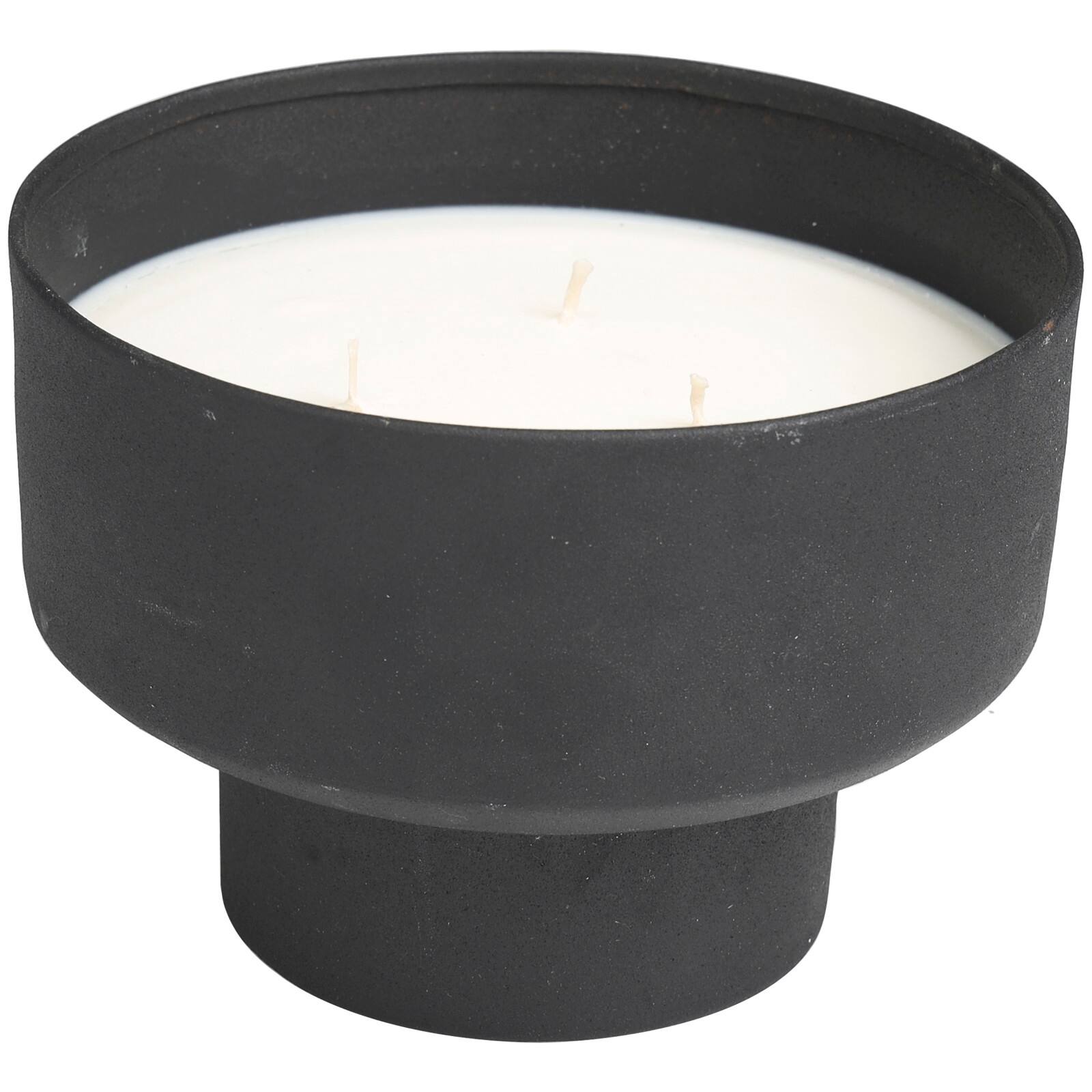 White Wax Campfire Scented Candle with Elevated Matte Black Container