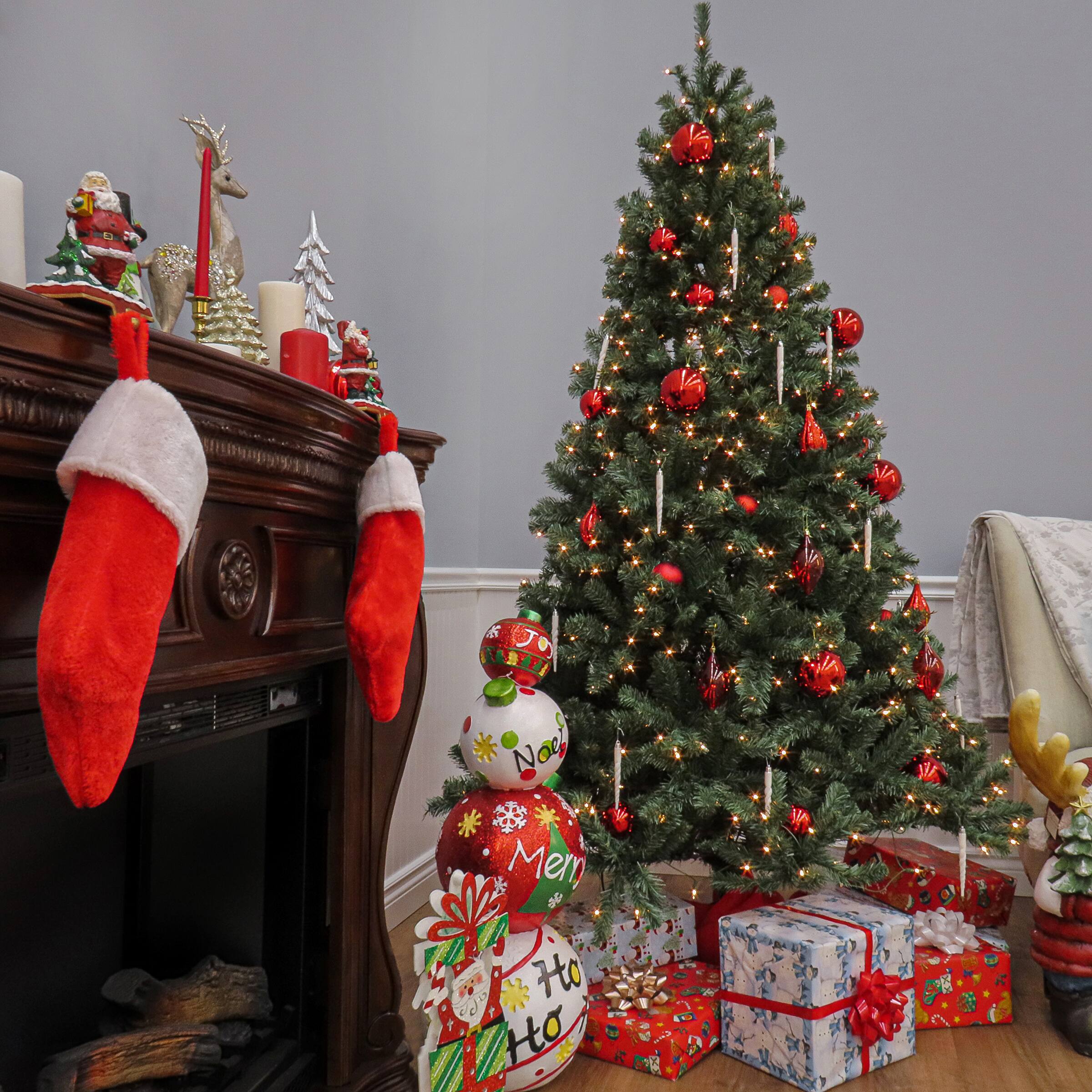 6.5ft. Pre-Lit North Valley&#xAE; Blue Spruce Artifical Christmas Tree, Clear Lights