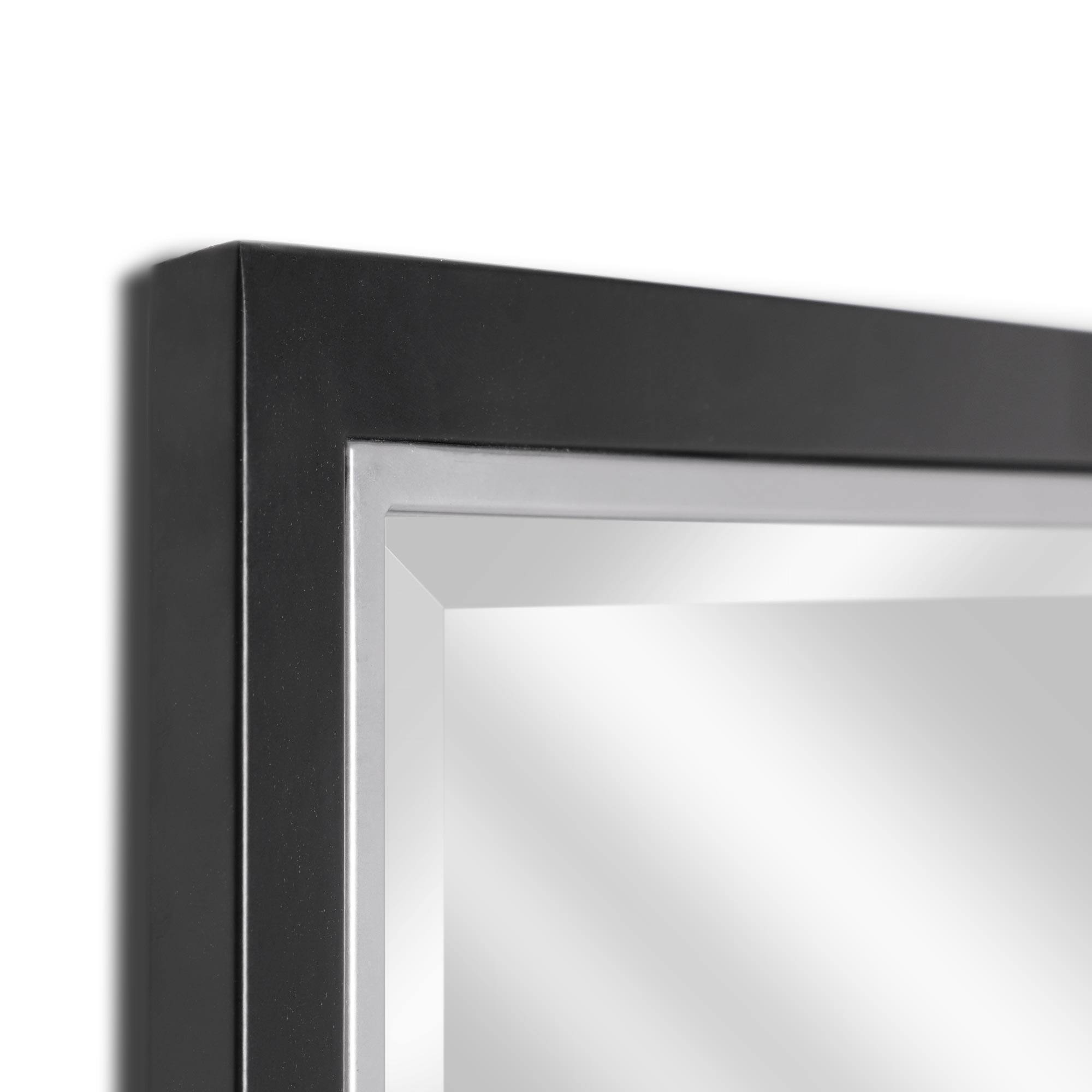 Brushed Black/Chrome Metal Framed Beveled Edge Wall Mirror - 30&#x22; x 40&#x22;