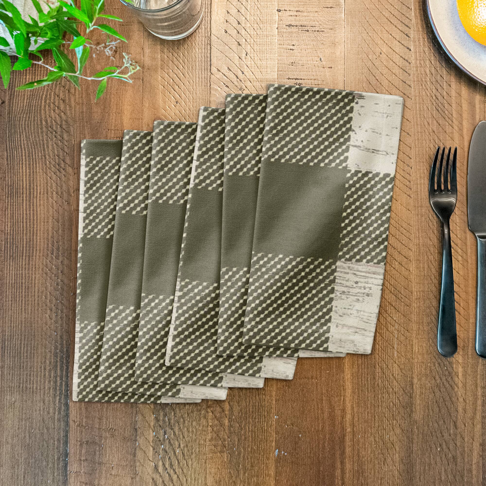 Green Buffalo Check Cotton Twill Napkin