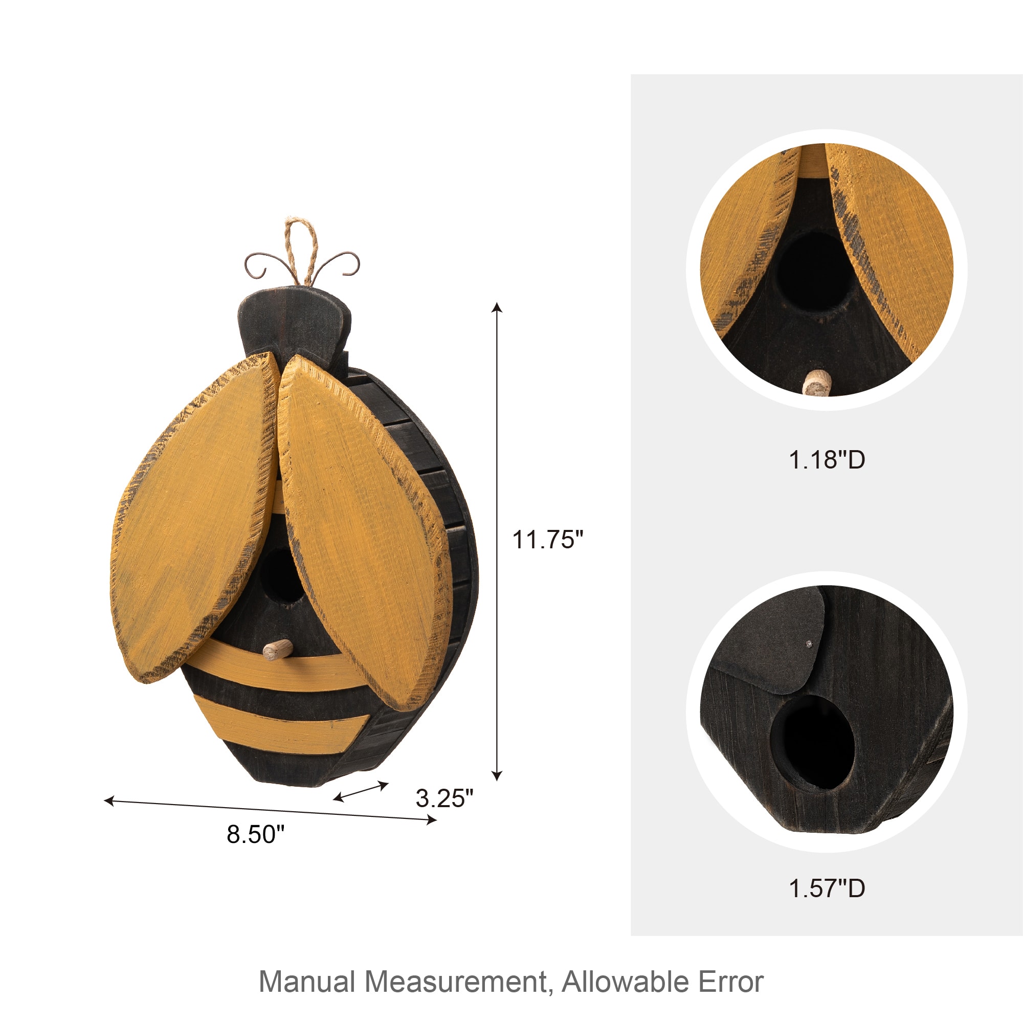 Glitzhome&#xAE; 11.75&#x22; Distressed Wood Bee-Shaped Birdhouse