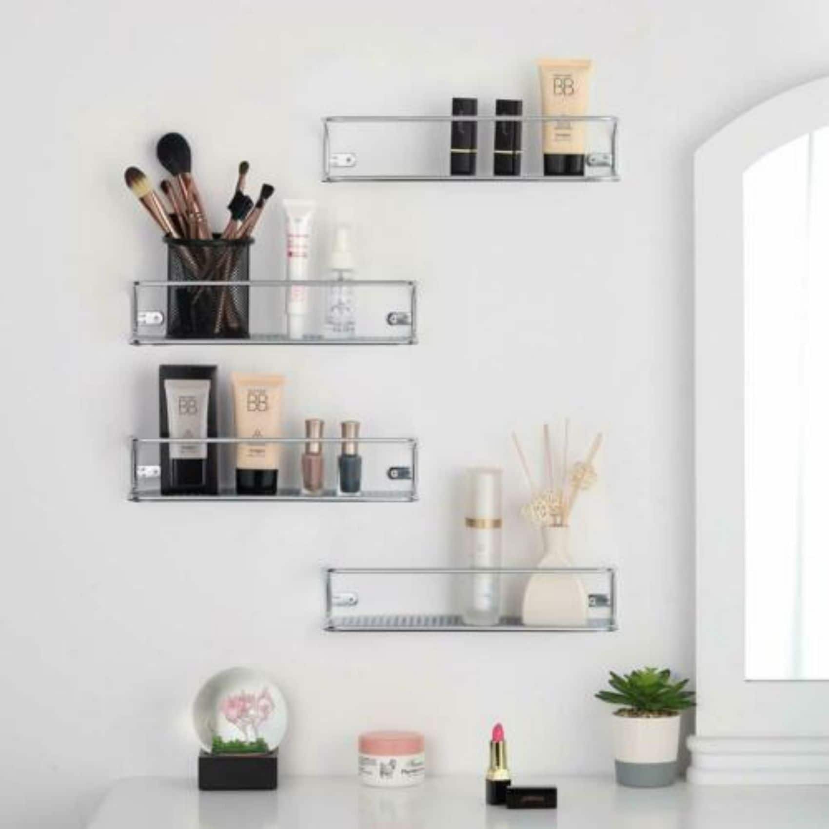 NEX™ Chrome Wall-Mount Spice Rack with Guard Rail, 4ct.