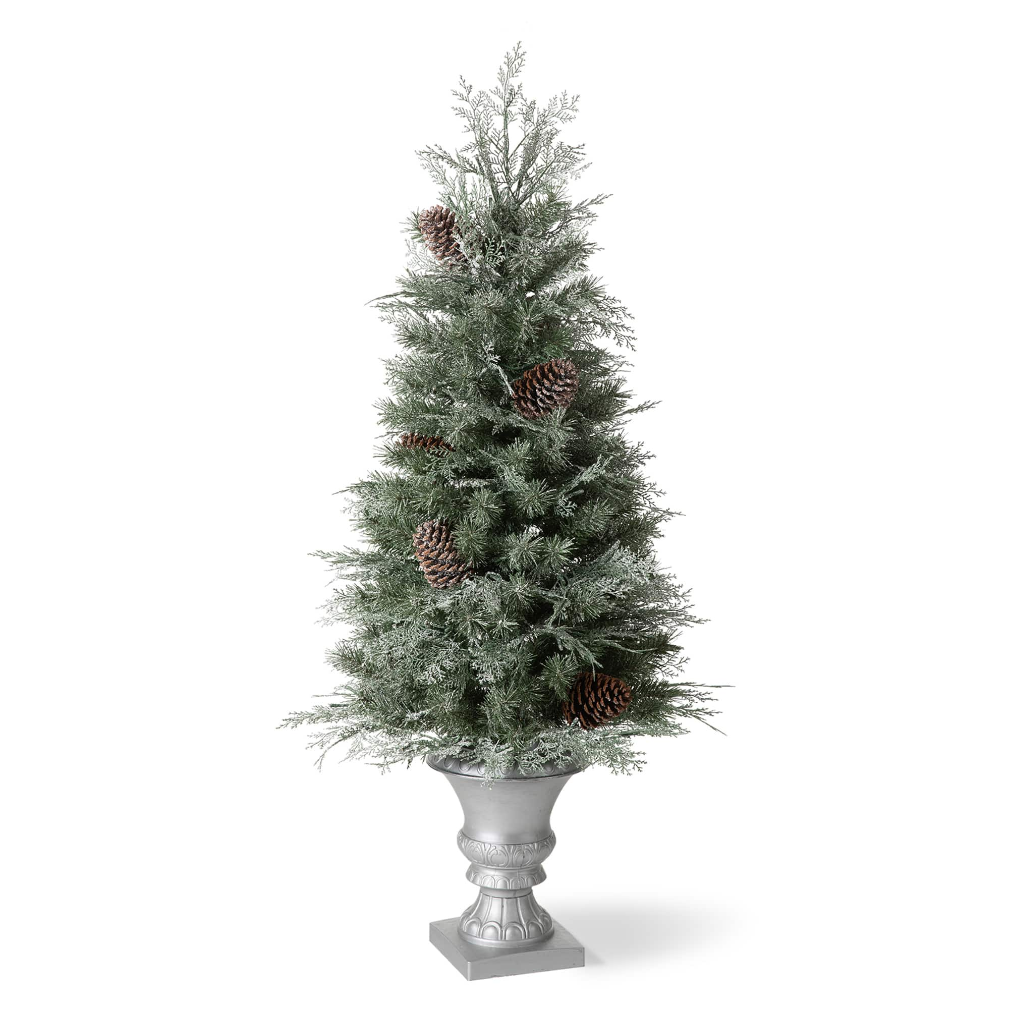 4ft. Pre-Lit Pine Artificial Christmas Porch Tree, Warm White LED Lights