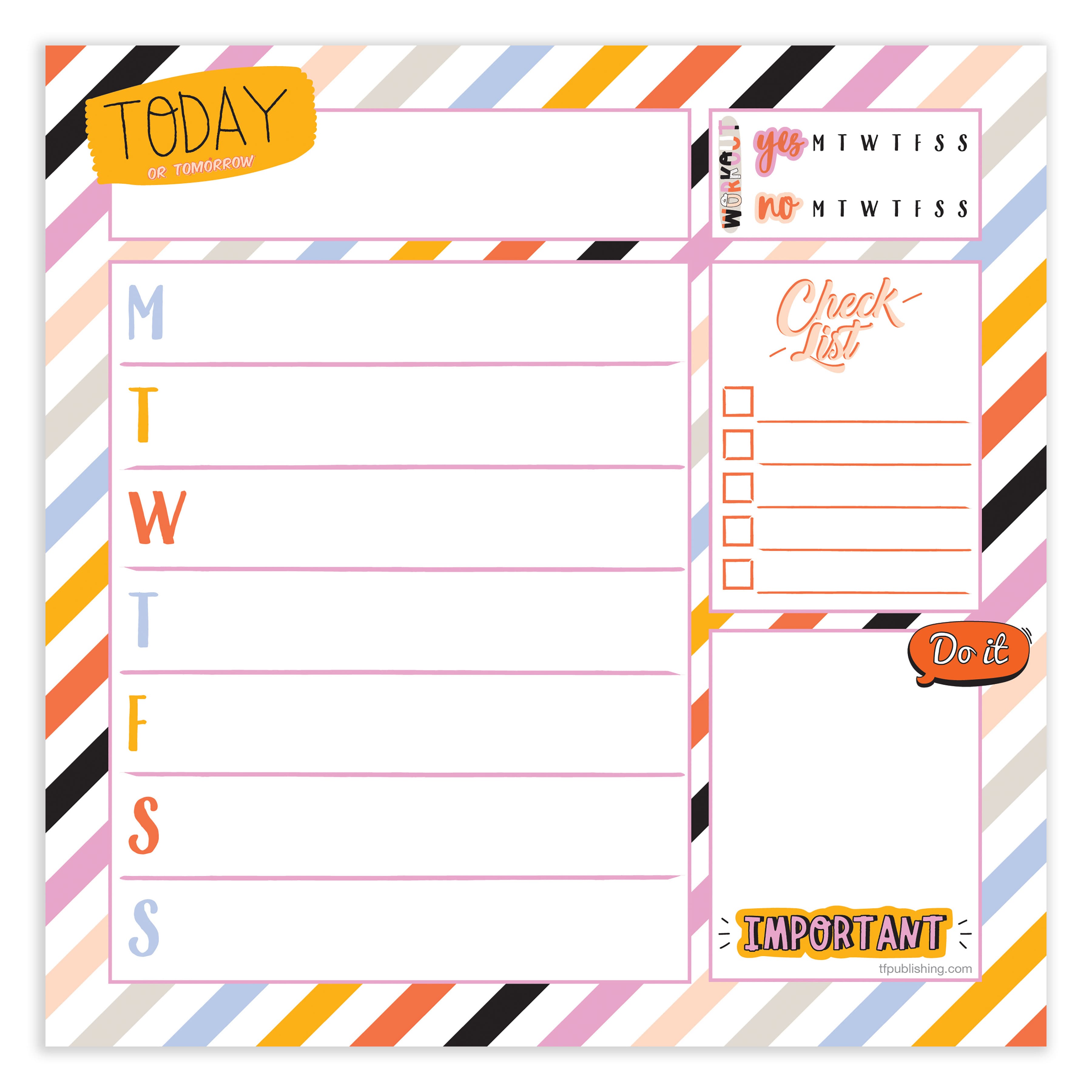 TF Publishing Super Stripe Weekly Square Schedule Pad