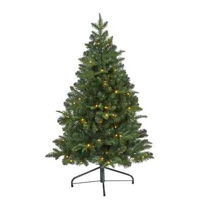 4ft. Pre-Lit Grand Teton Spruce Flat Back Artificial Christmas Tree ...