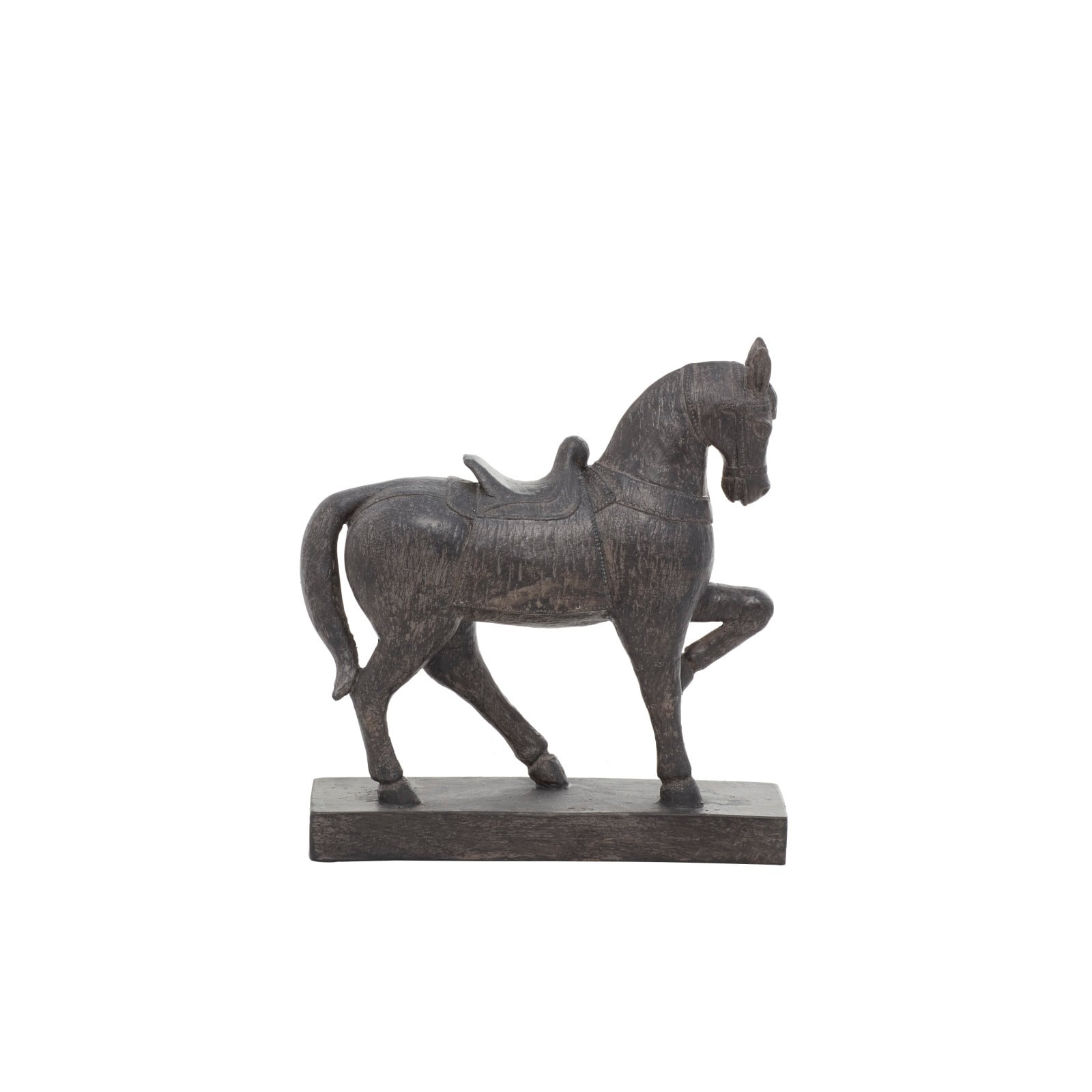 Traditional Brown Polystone Standing Horse Table Sculpture, 9" x 9" x 3"