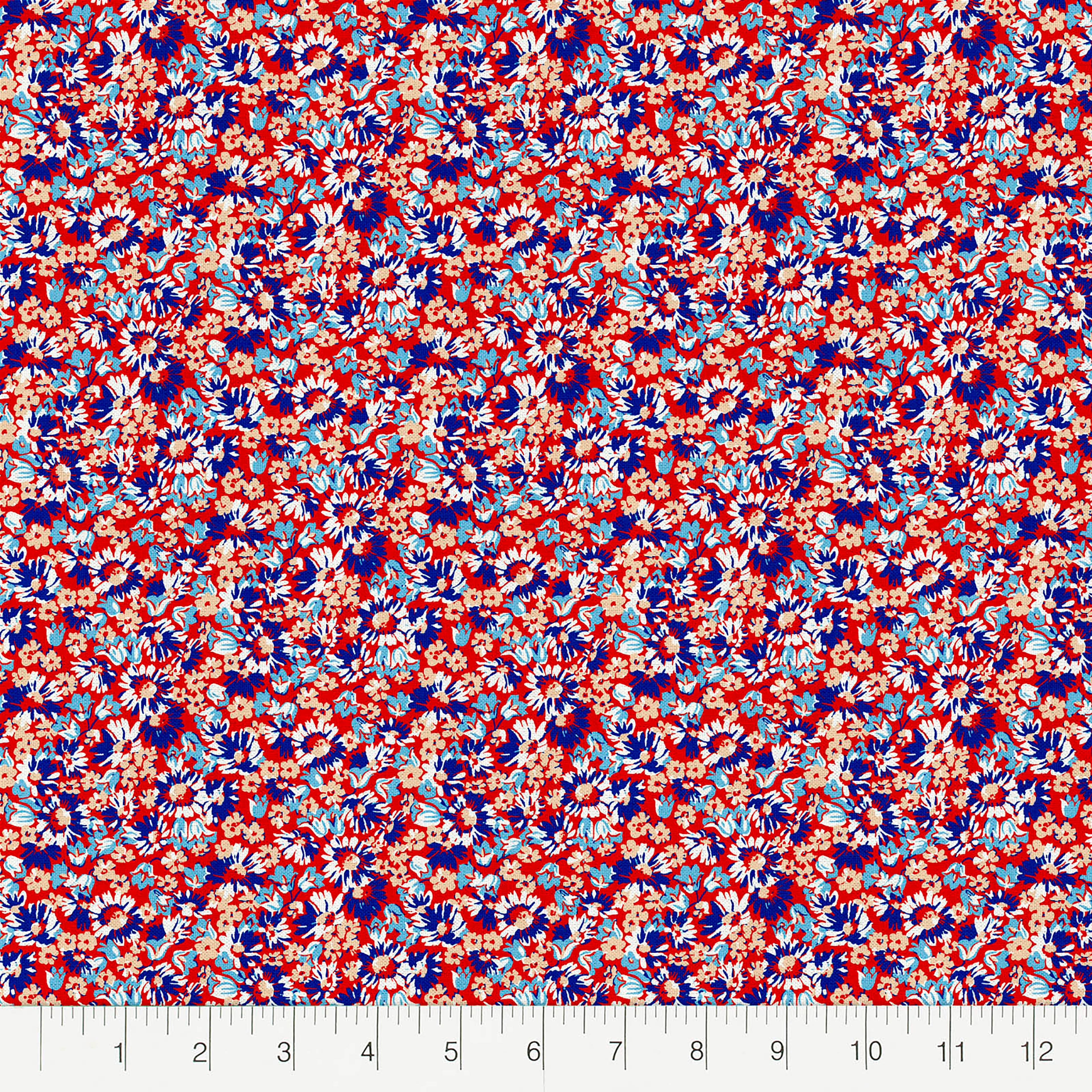 Fabric Editions Red Annabell Floral Cotton Fabric