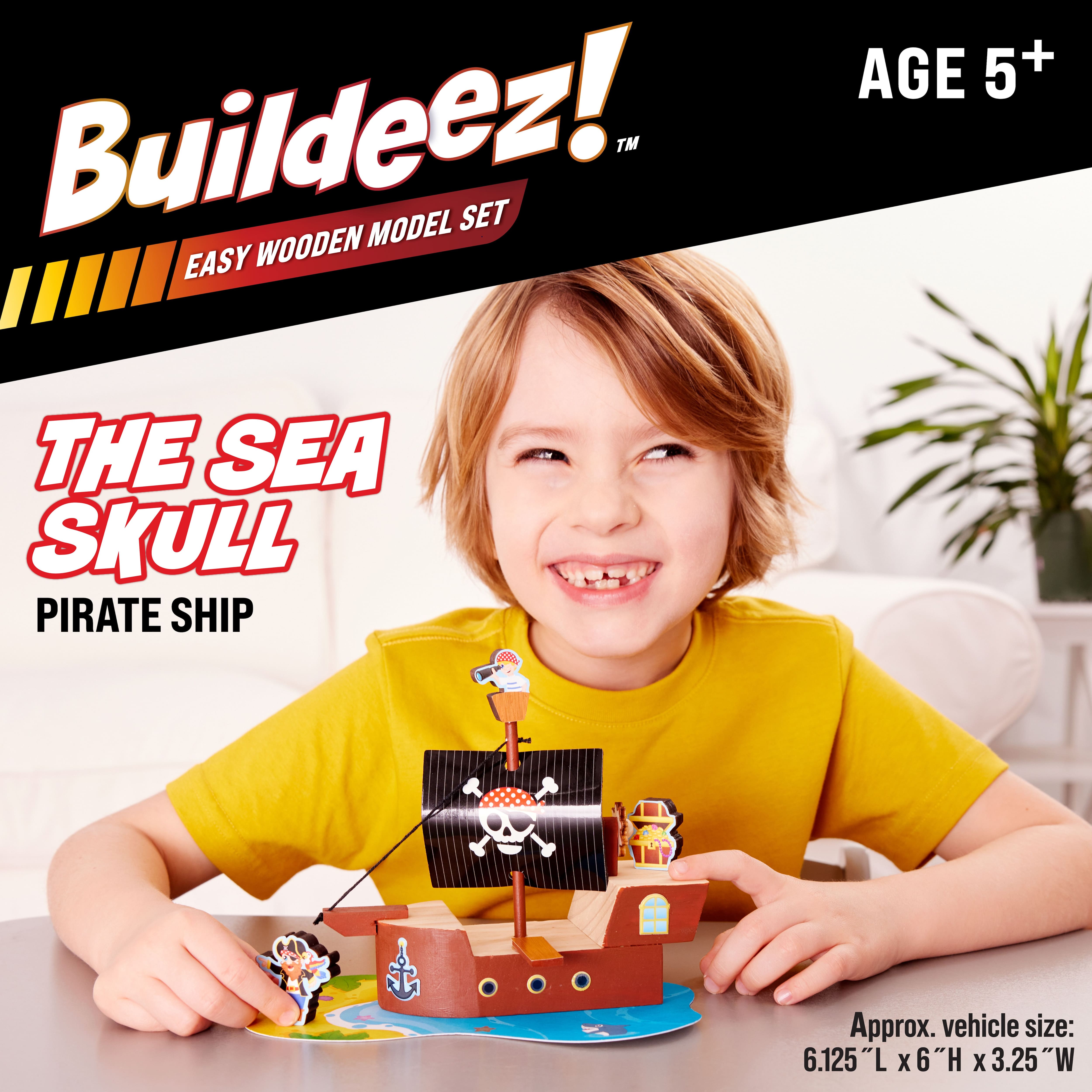Creativity for Kids&#xAE; Buildeez!&#x2122; The Sea Skull Pirate Ship Wooden Model Set