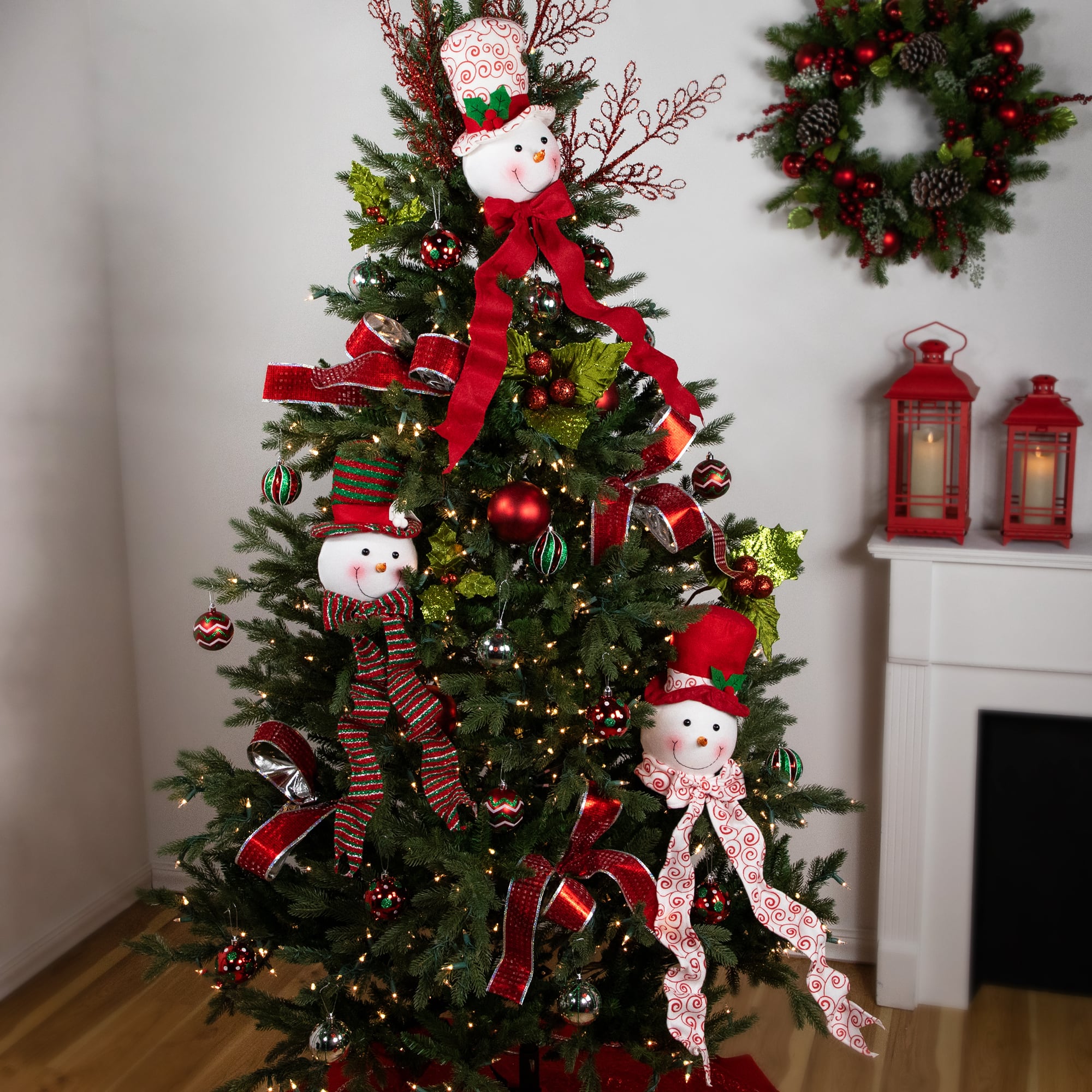 Plush Snowmen in Hats Christmas Ornaments - 12.5" - Set of 3