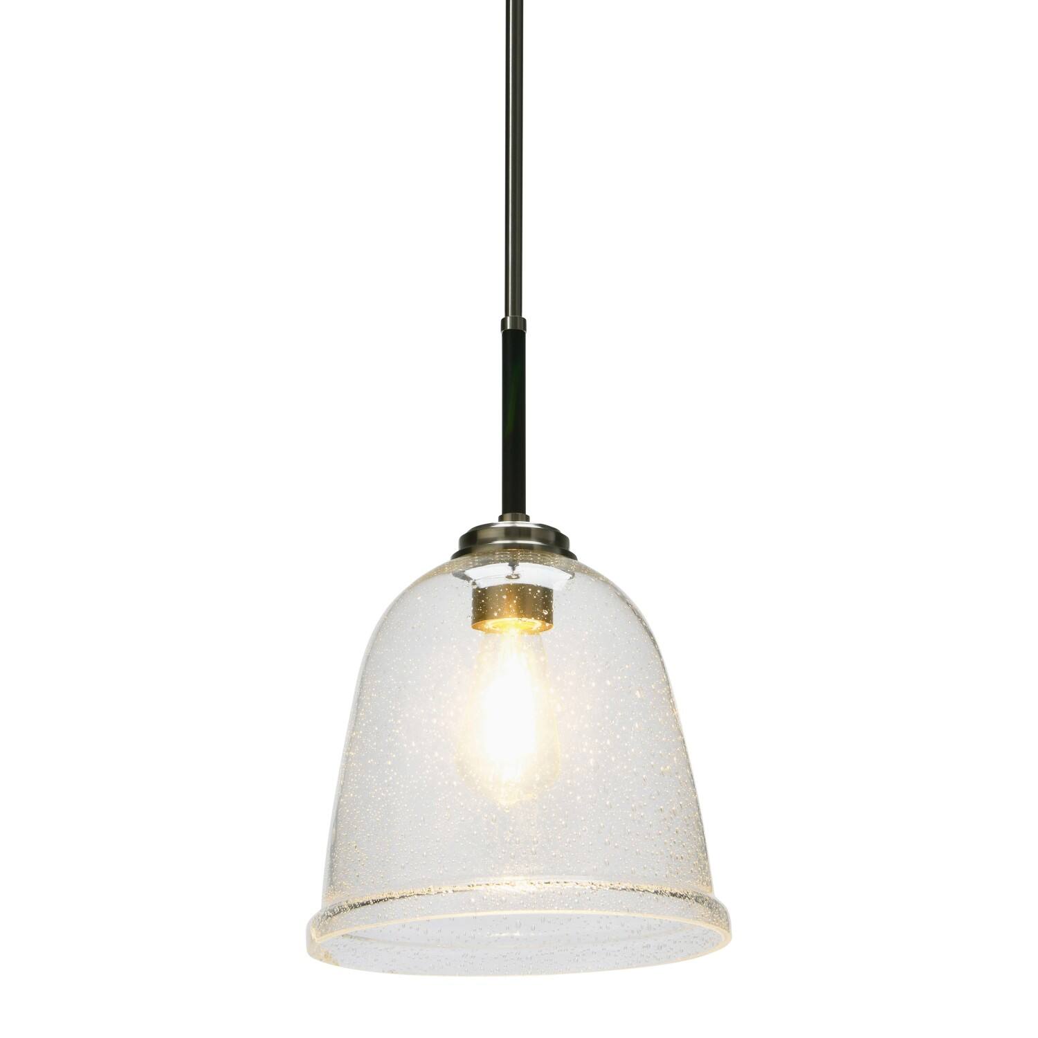 Hello Honey® Robert Stevenson Lighting Landry 11" Black & Nickel Seedy Glass & Metal Ceiling Light